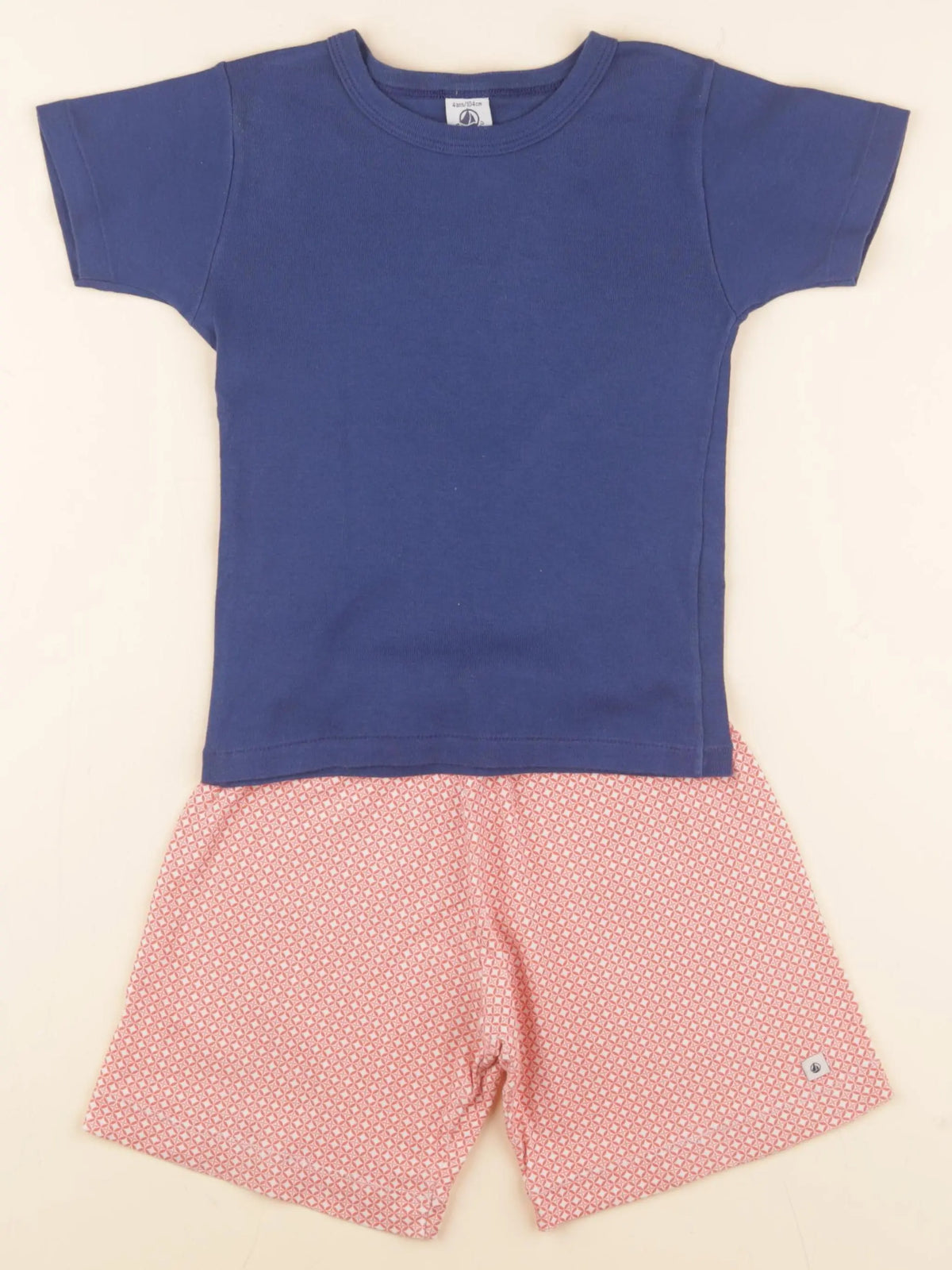 Petit Bateau - pyjama coton bleu, orange - 4 ans