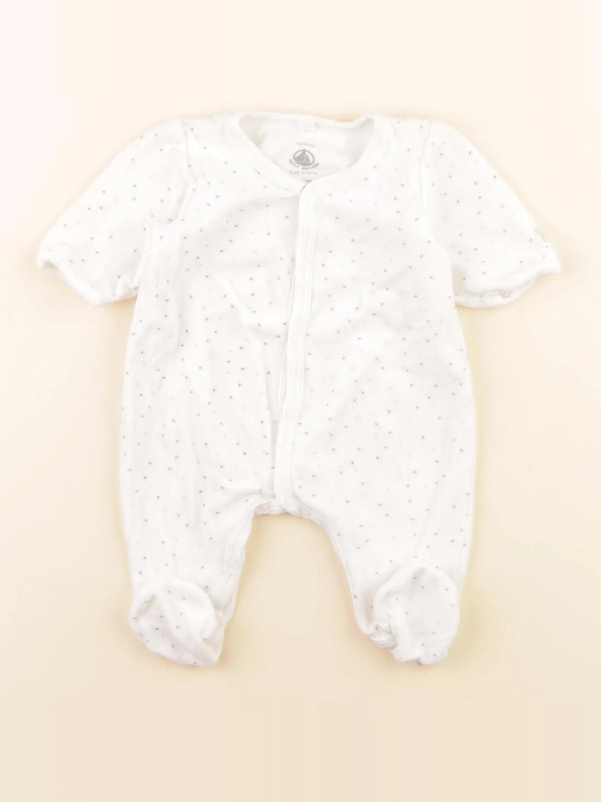 Petit Bateau - pyjama velours blanc - 1 mois