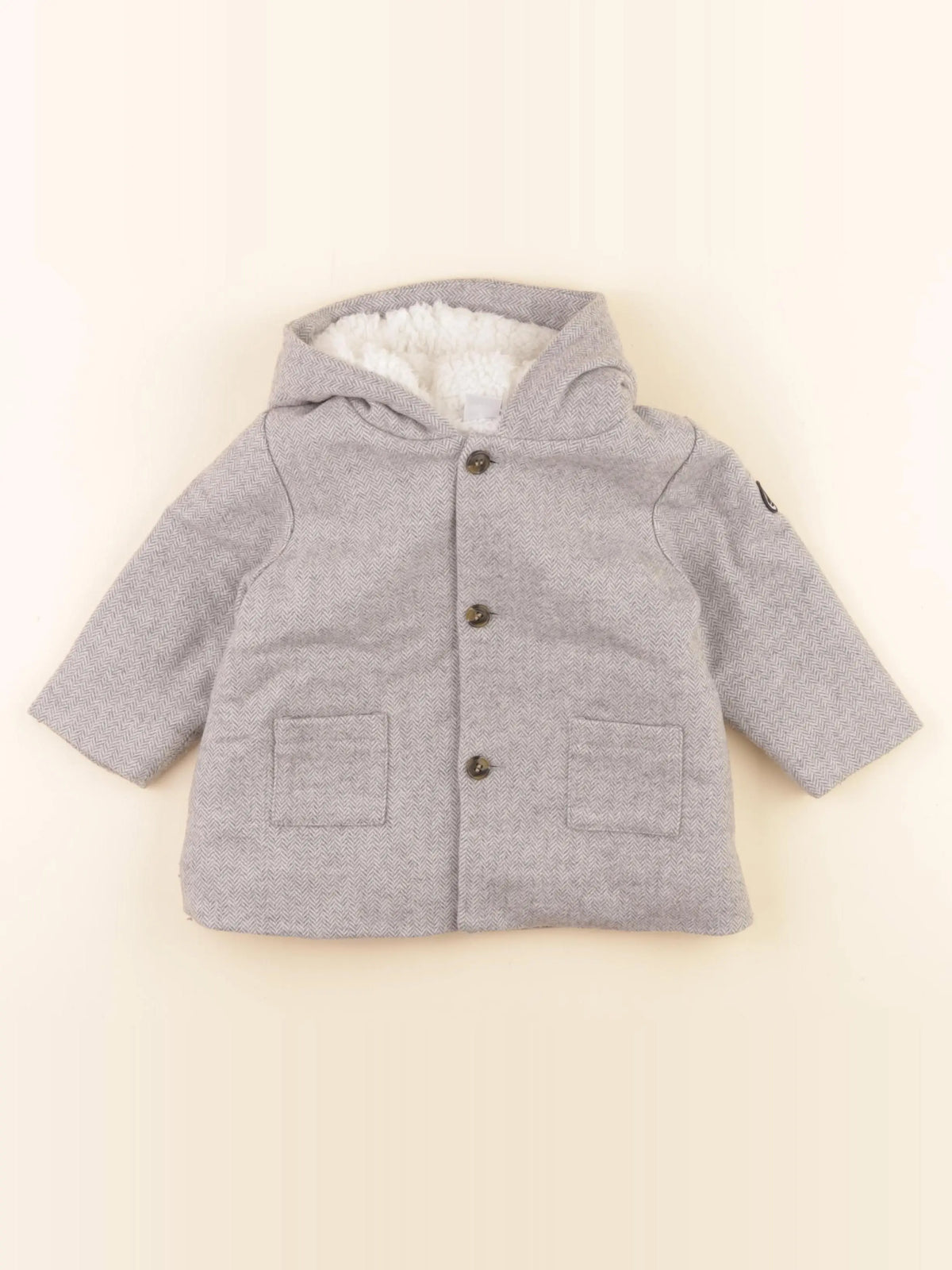 Petit Bateau - manteau gris - 12 mois