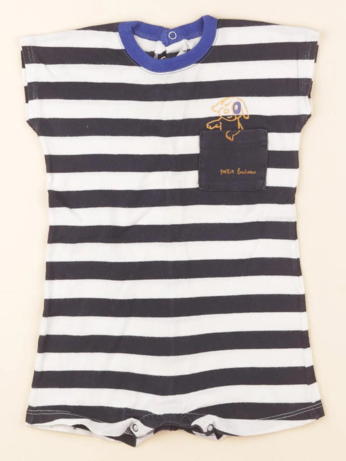 Petit Bateau - pyjama coton blanc, bleu - 6 mois