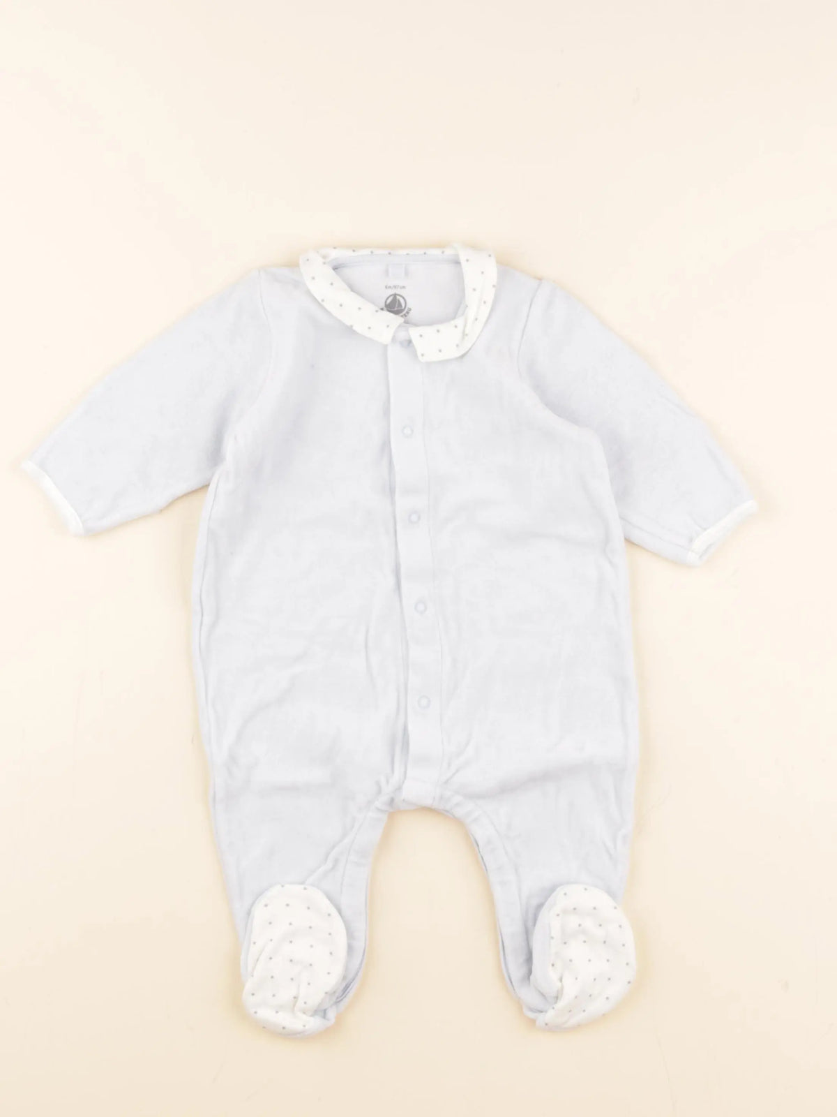 Petit Bateau - pyjama velours bleu - 6 mois