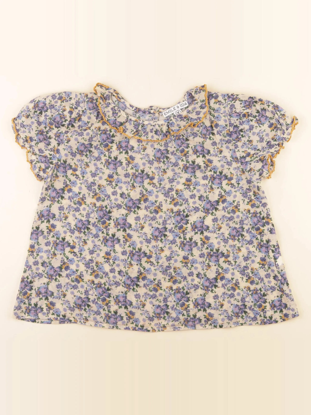 Emile et Ida - blouse beige, violet - 8 ans