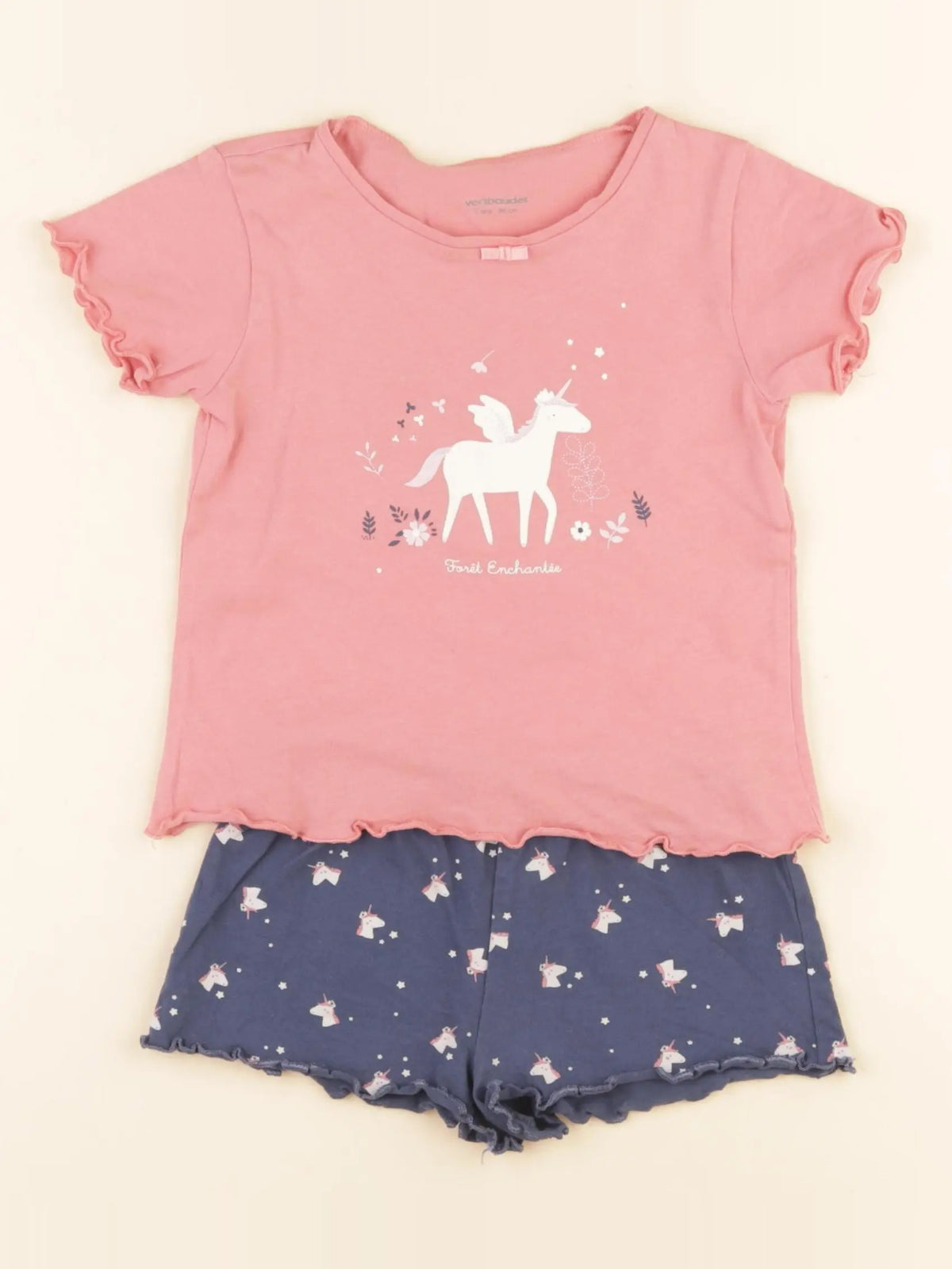 Vertbaudet - pyjama coton rose, bleu - 2 ans