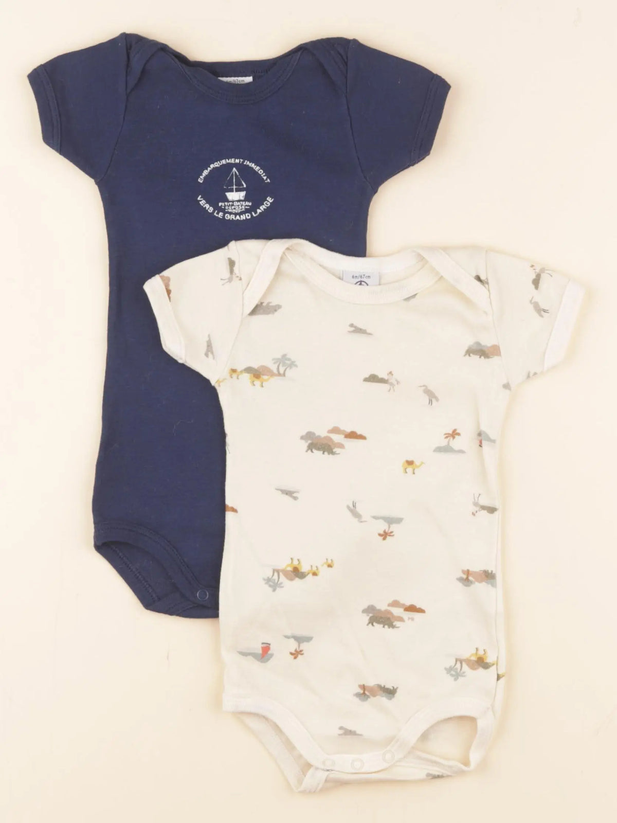 Petit Bateau - lot de 2 bodies en coton multicolore - 6 mois