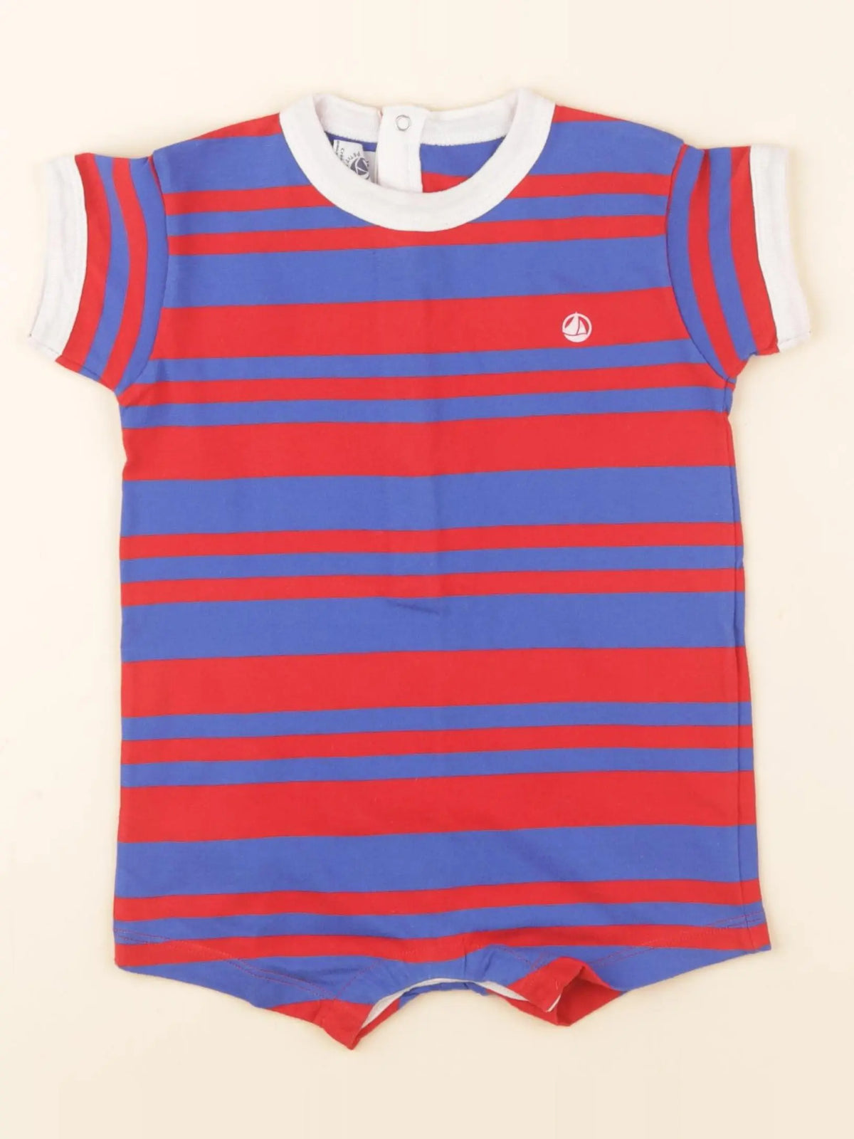 Petit Bateau - combinaison rouge, bleu - 12 mois