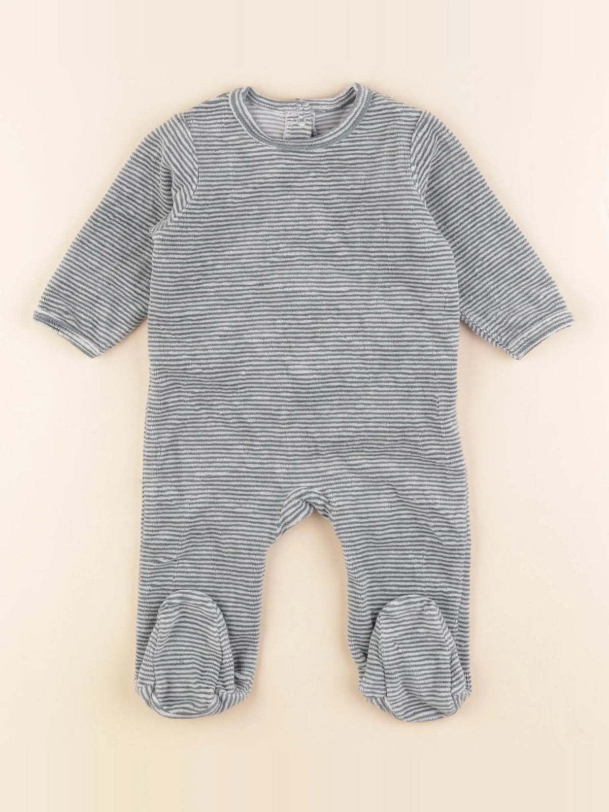 Vertbaudet - pyjama velours blanc, bleu - 6 mois
