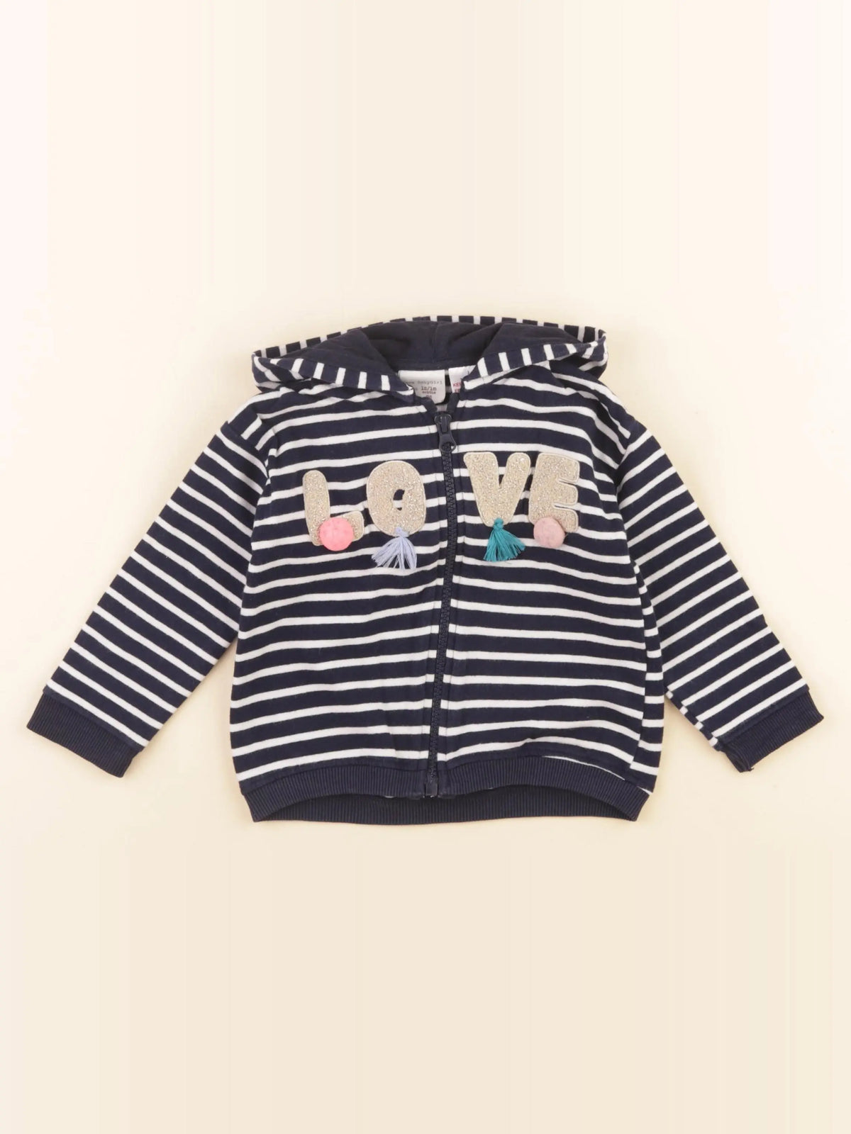 Zara - sweat bleu, blanc, or - 18/24 mois