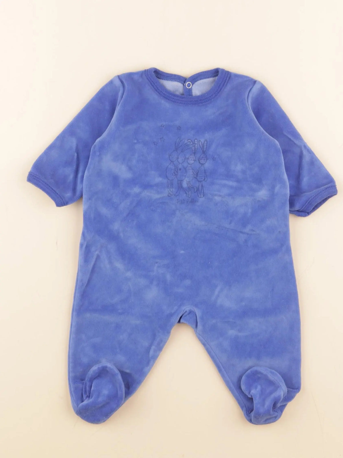 Petit Bateau - pyjama velours bleu - 3 mois