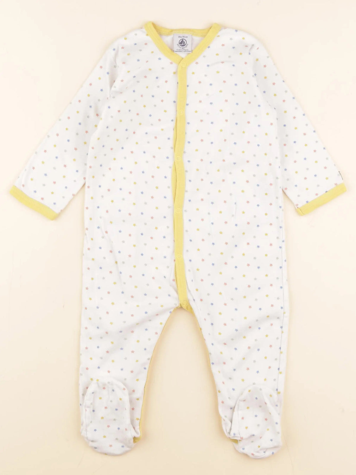 Petit Bateau - pyjama coton jaune, blanc - 18 mois
