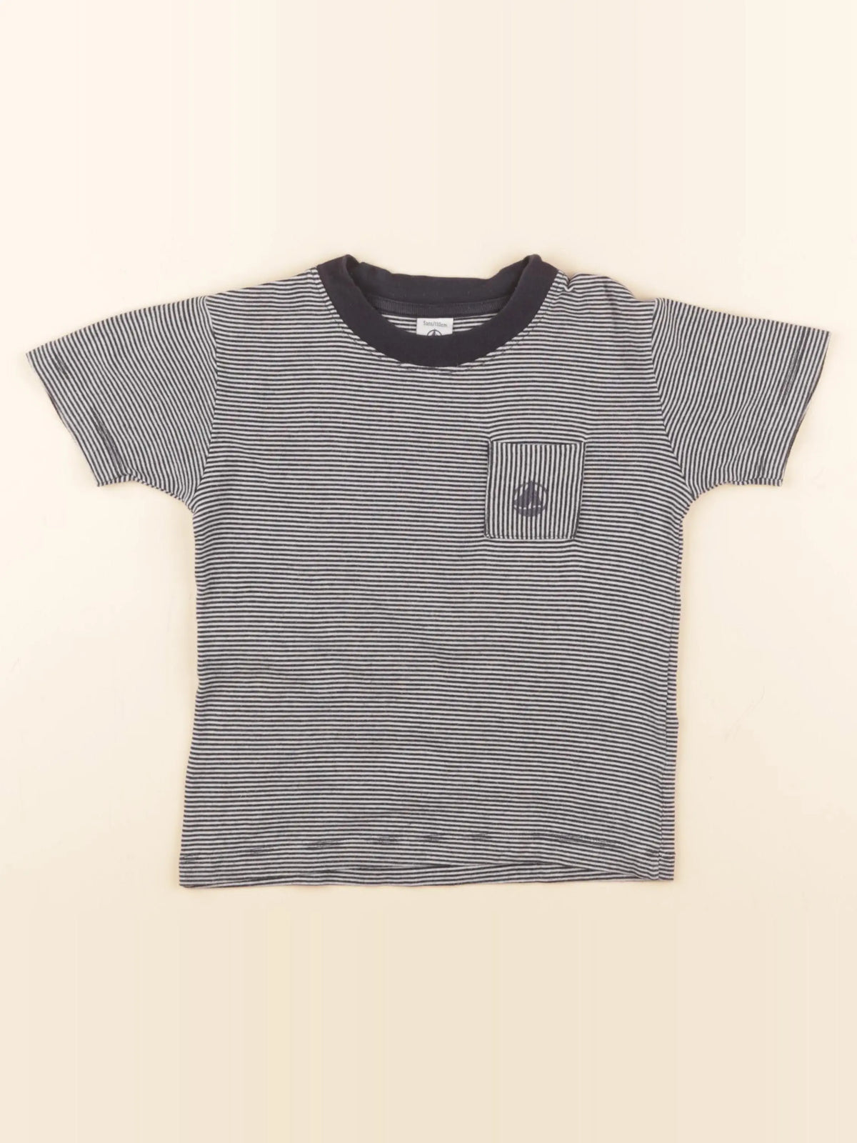 Petit Bateau - tee-shirt blanc, bleu - 5 ans