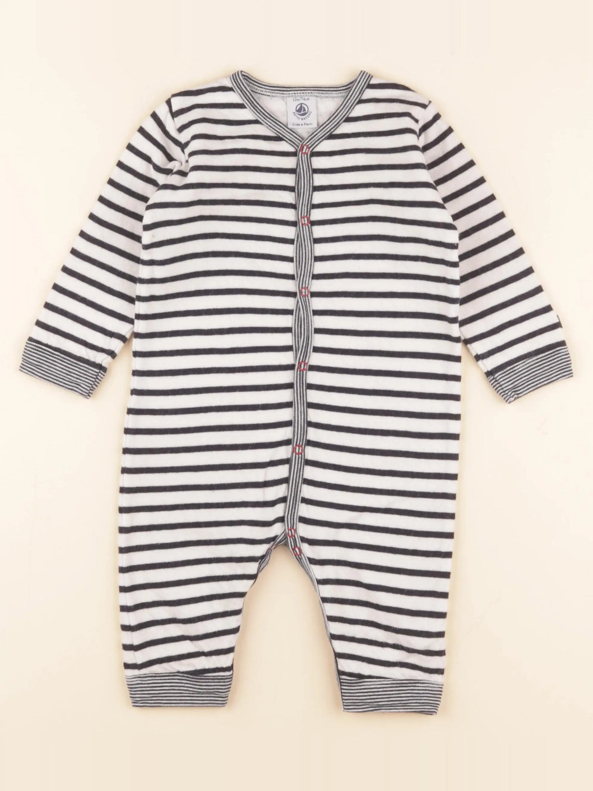 Petit Bateau - pyjama coton blanc - 12 mois