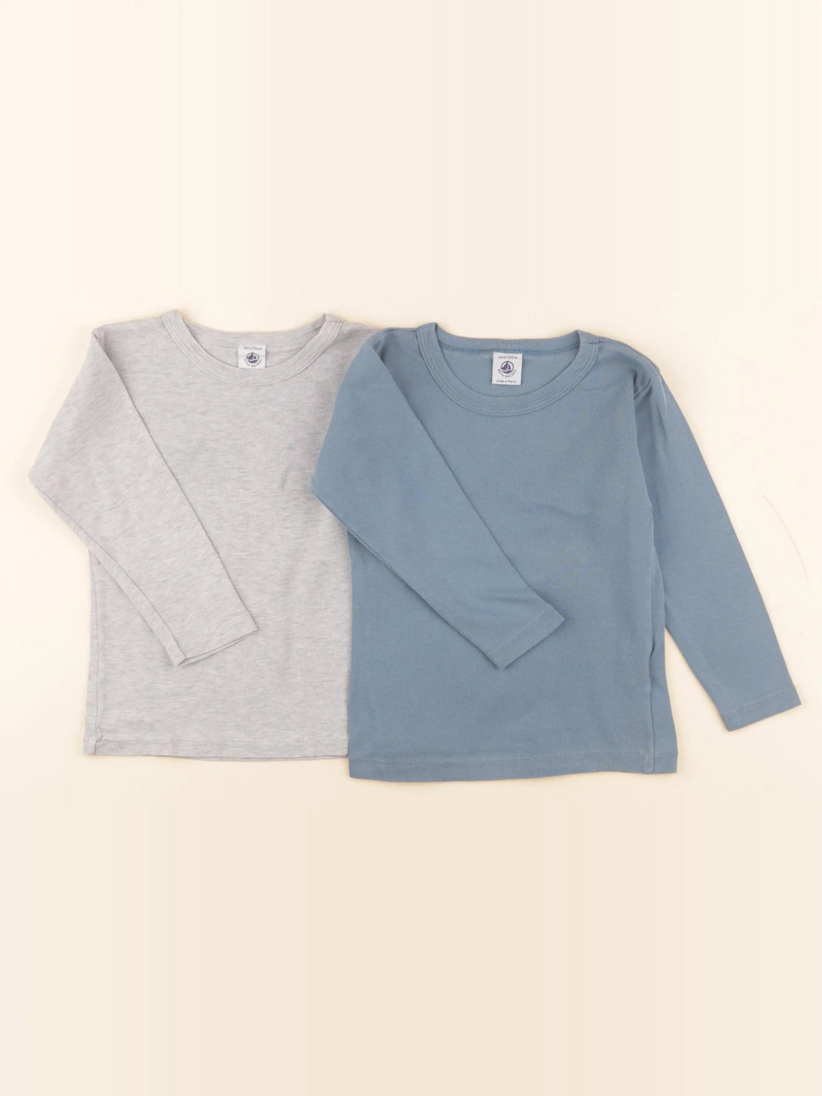 Petit Bateau - lot de 2 maillots de corps bleu, gris - 4 ans