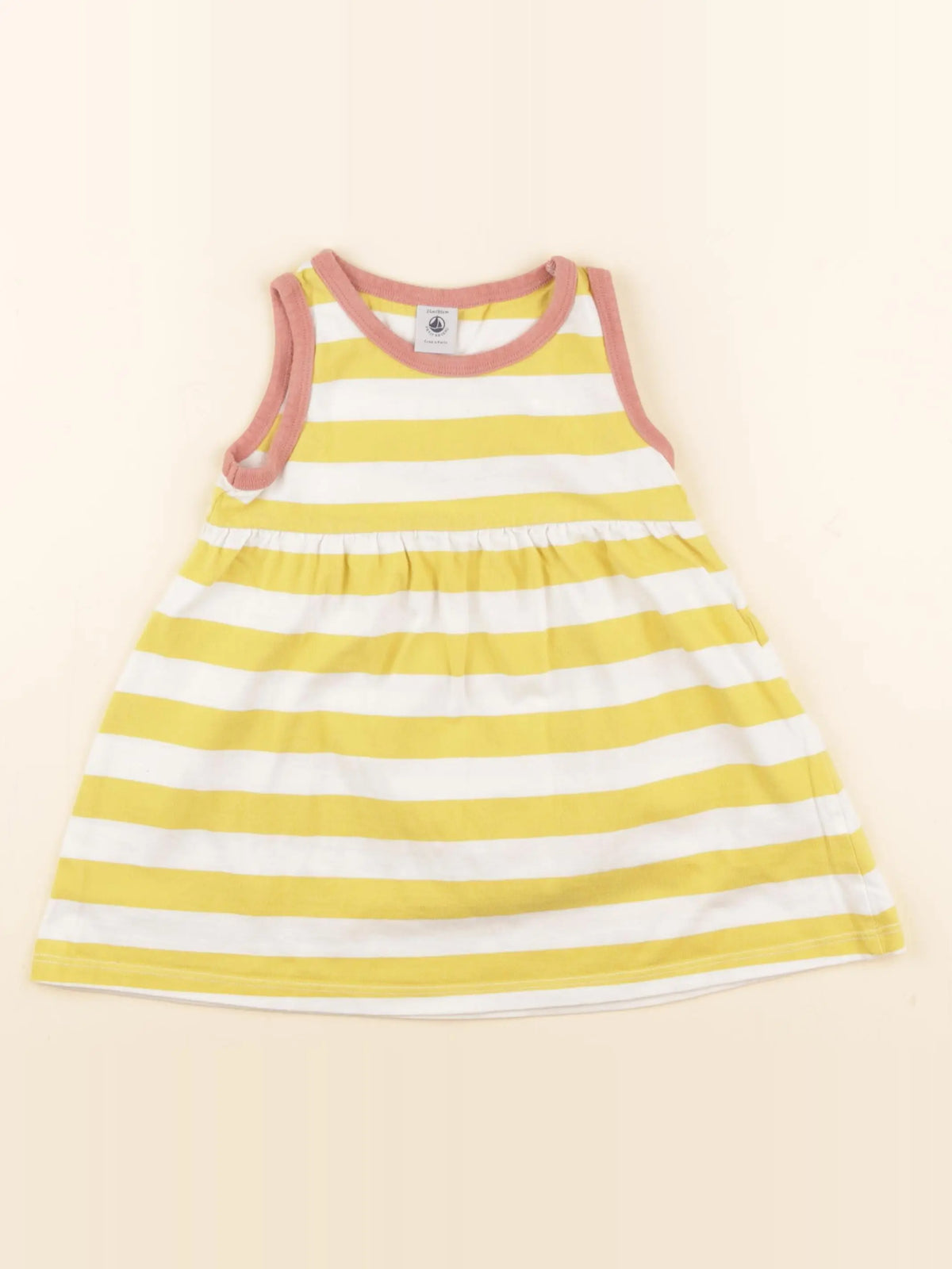 Petit Bateau - robe jaune, blanc - 24 mois