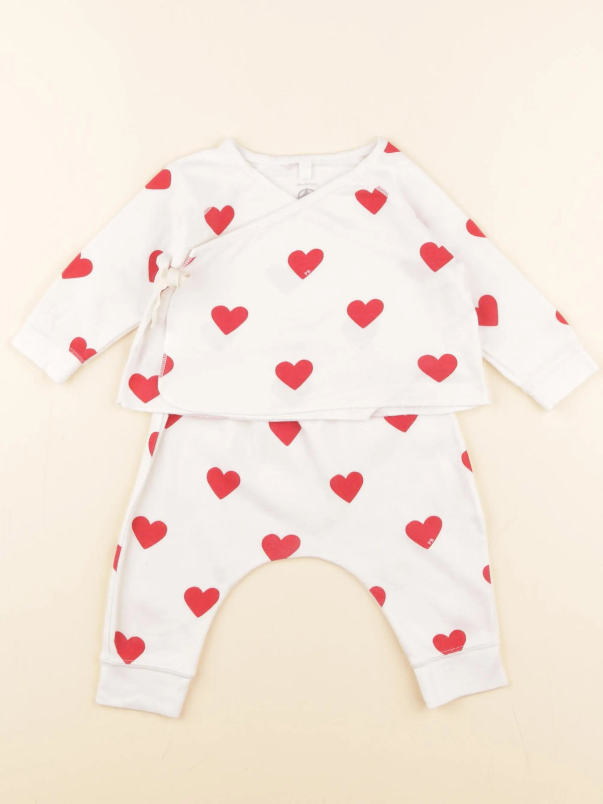 Petit Bateau - pyjama coton blanc, rouge - 6 mois