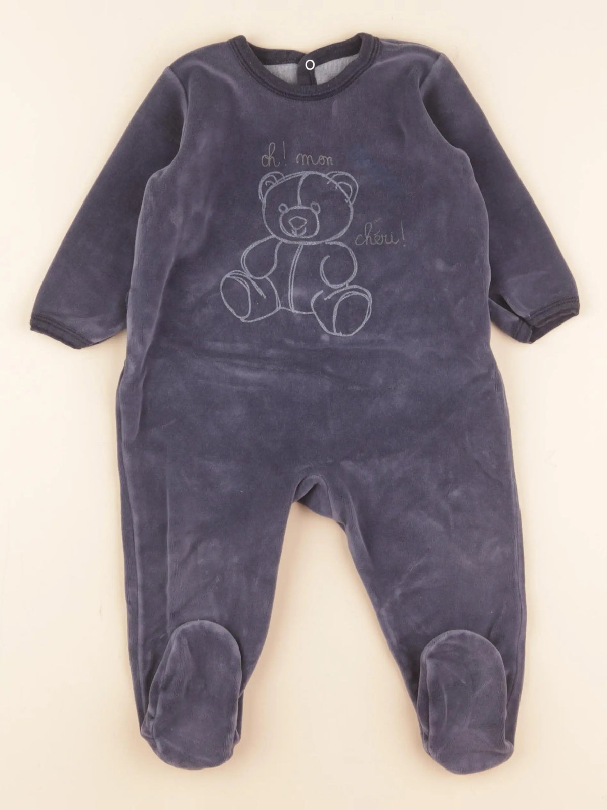 Petit Bateau - pyjama velours bleu - 12 mois