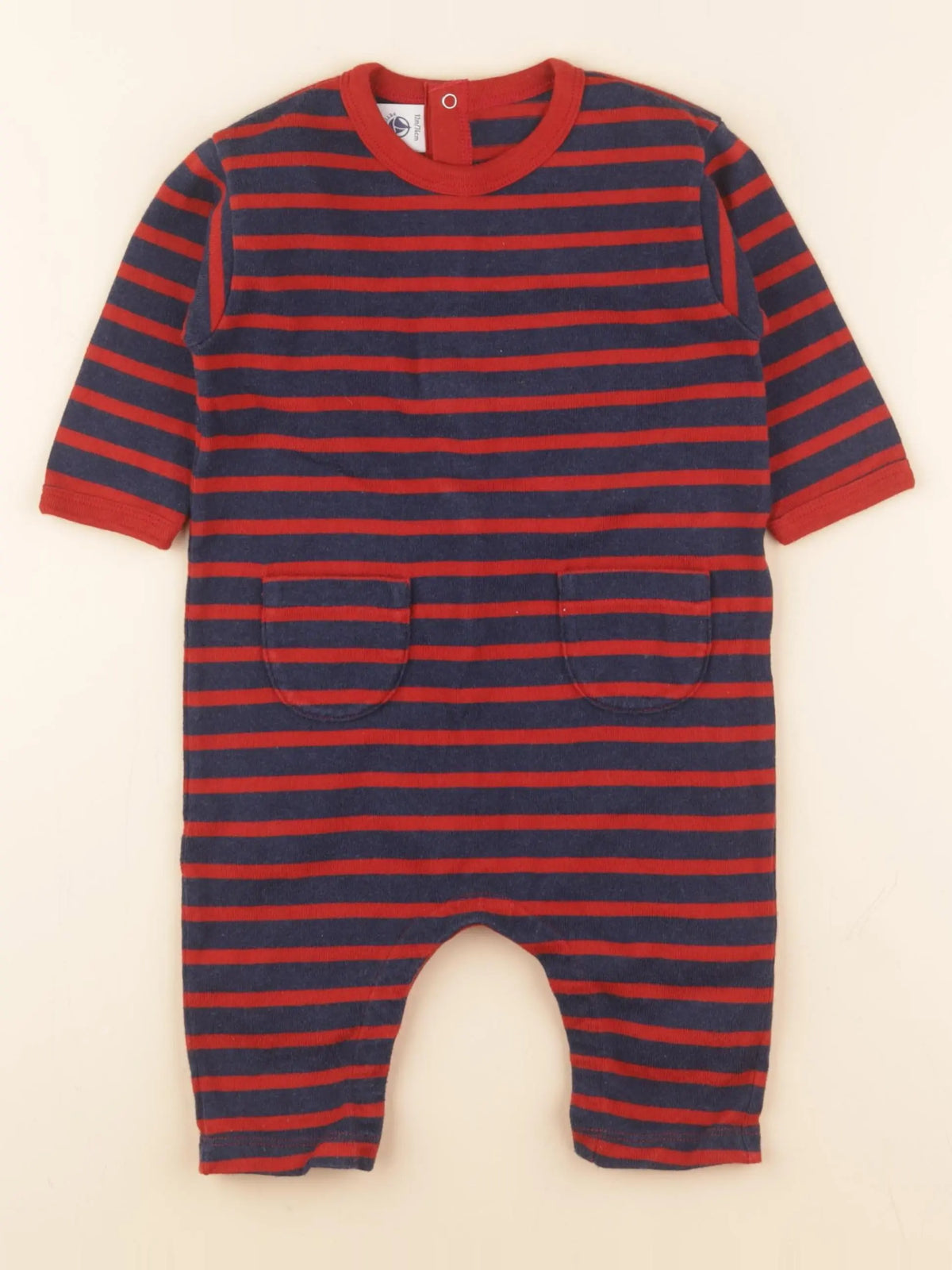 Petit Bateau - combinaison bleu, rouge - 12 mois