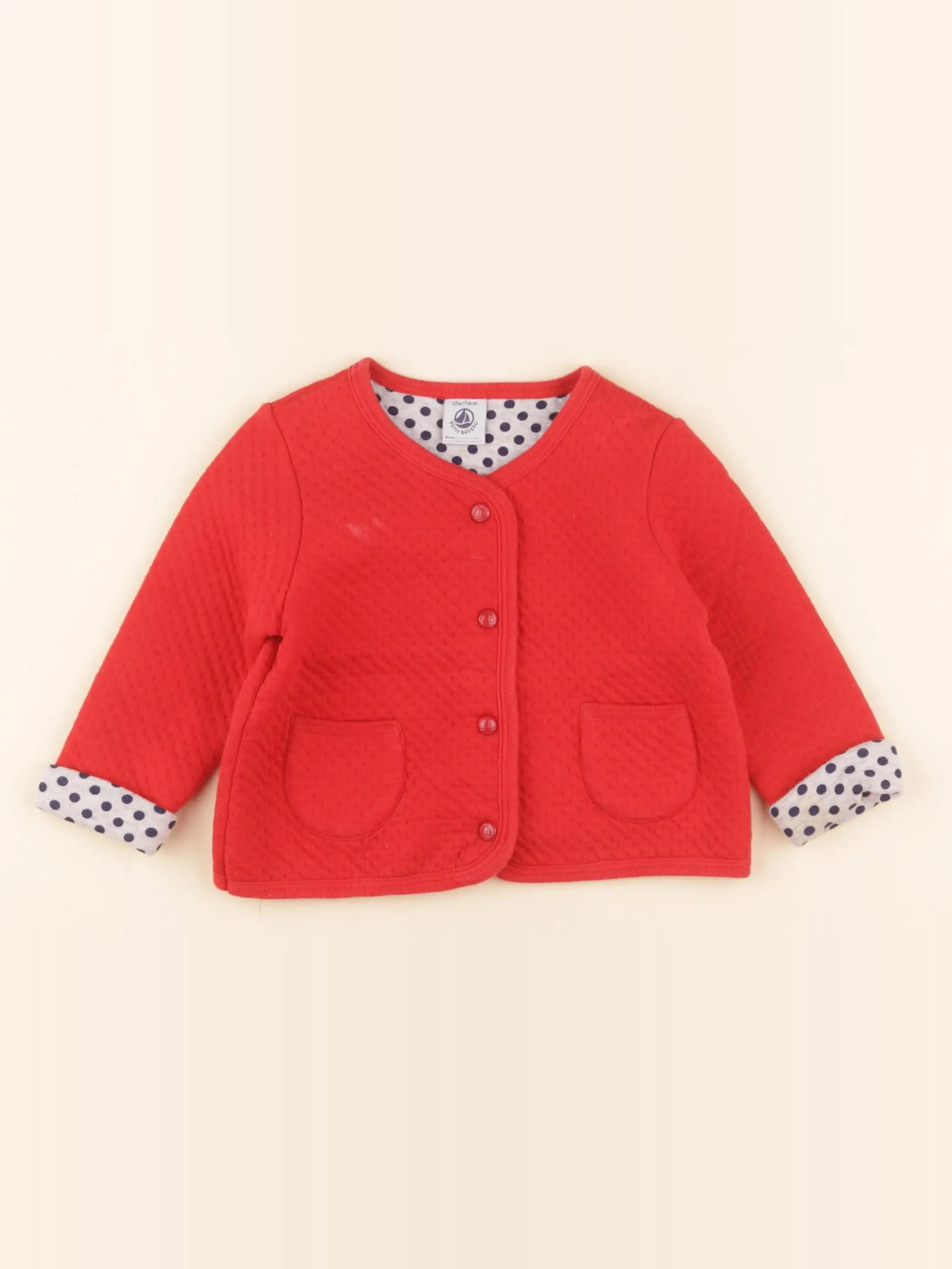 Petit Bateau - veste rouge - 12 mois