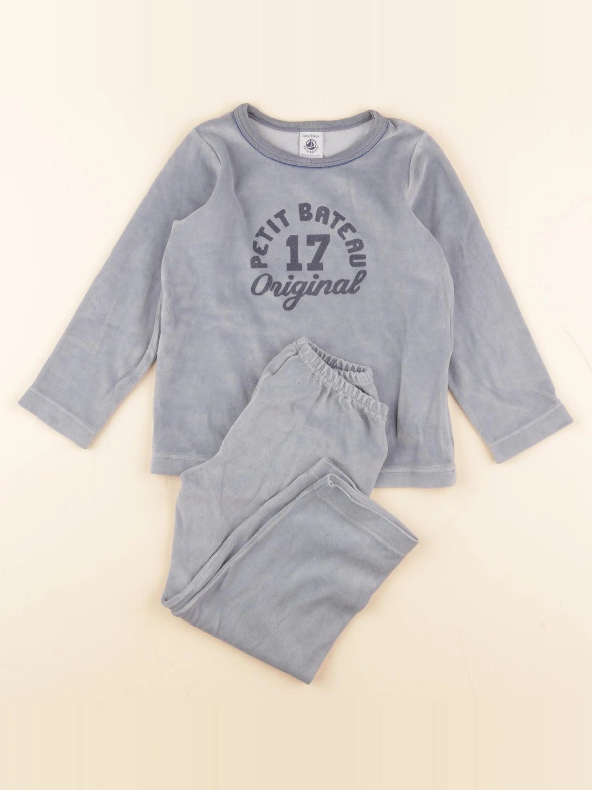 Petit Bateau - pyjama velours bleu - 4 ans