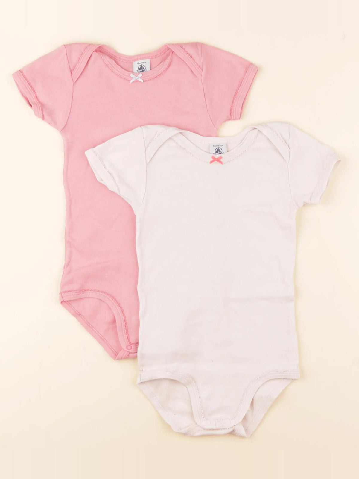 Petit Bateau - lot de 2 bodies en coton rose - 36 mois