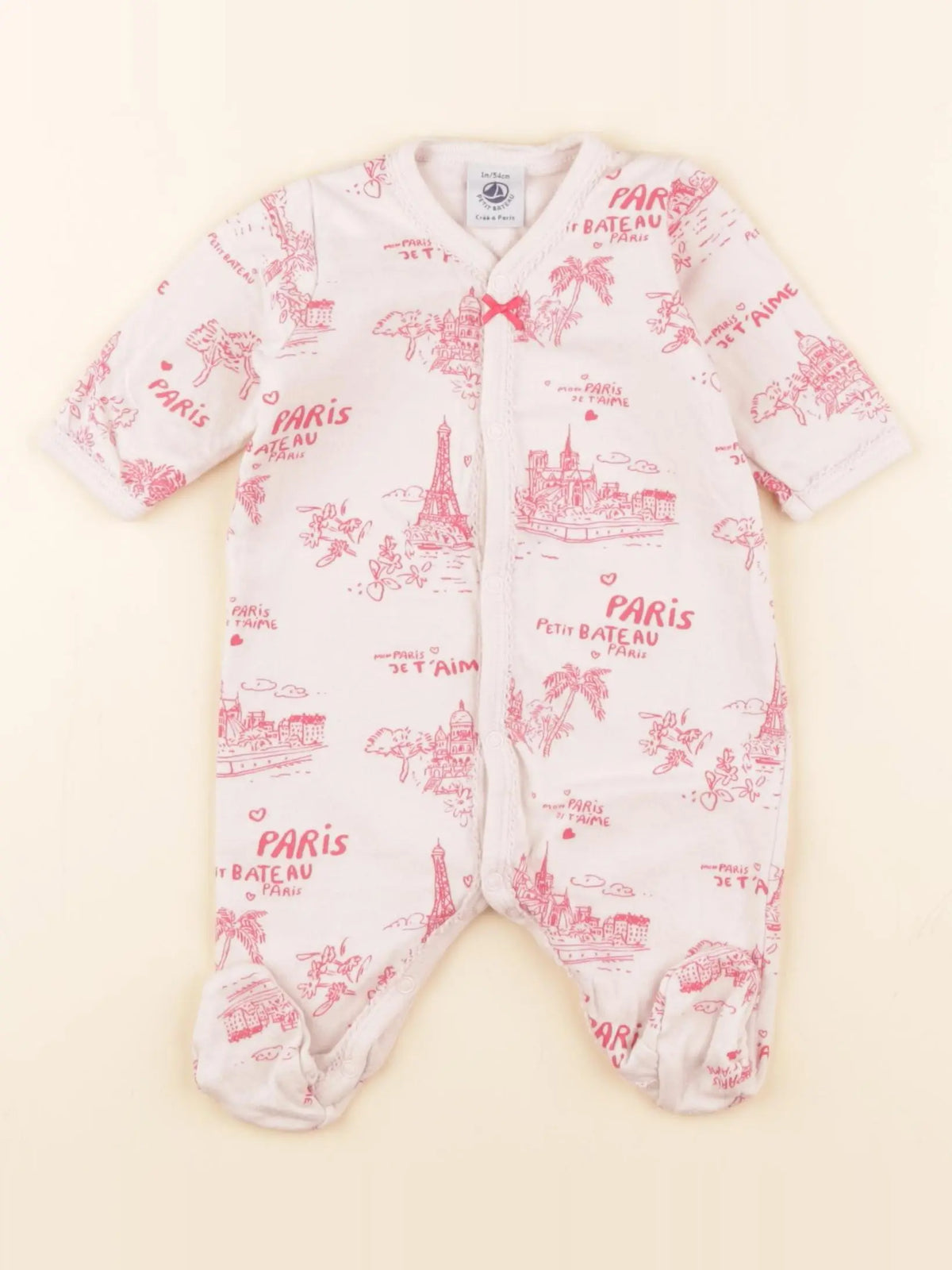 Petit Bateau - pyjama coton rose - 1 mois