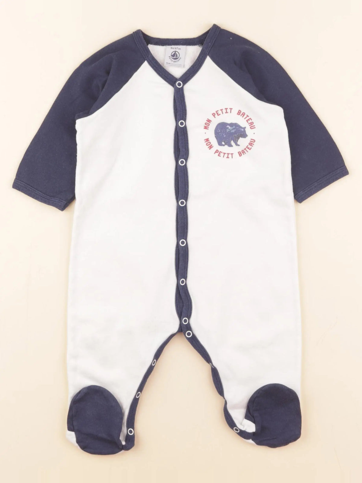 Petit Bateau - pyjama coton bleu - 6 mois