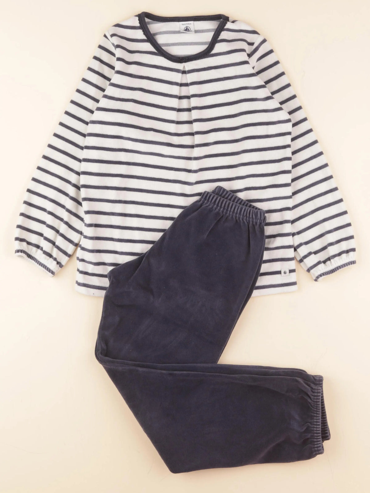 Petit Bateau - pyjama velours bleu - 8 ans