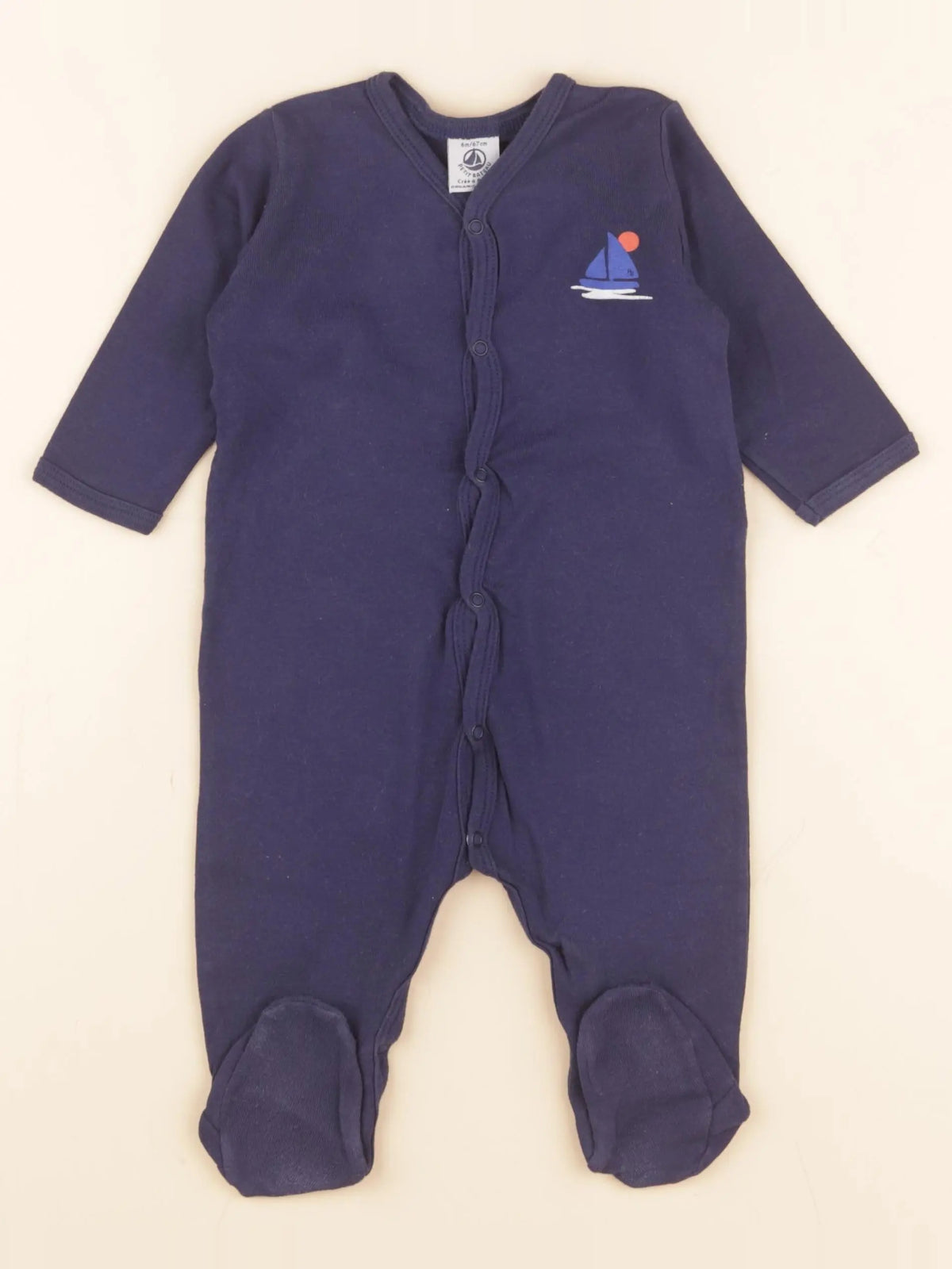 Petit Bateau - pyjama coton bleu - 6 mois