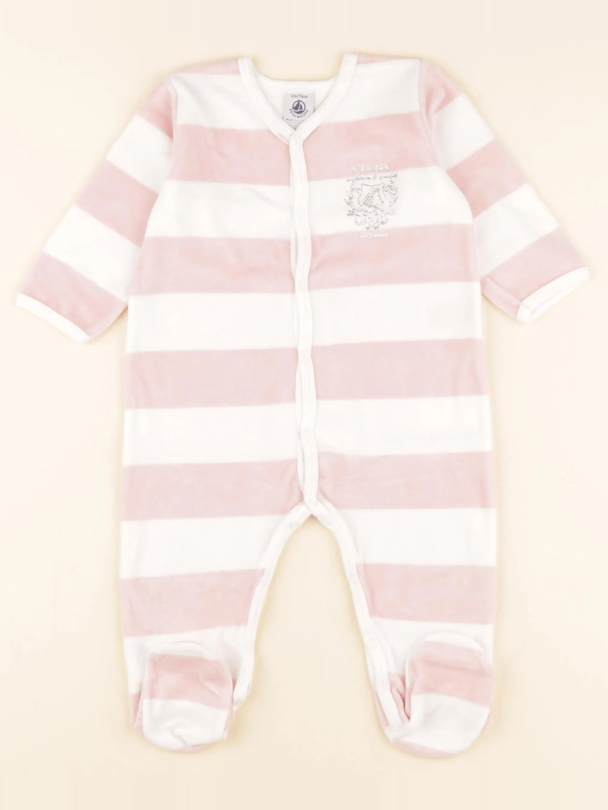Petit Bateau - pyjama velours rose - 12 mois