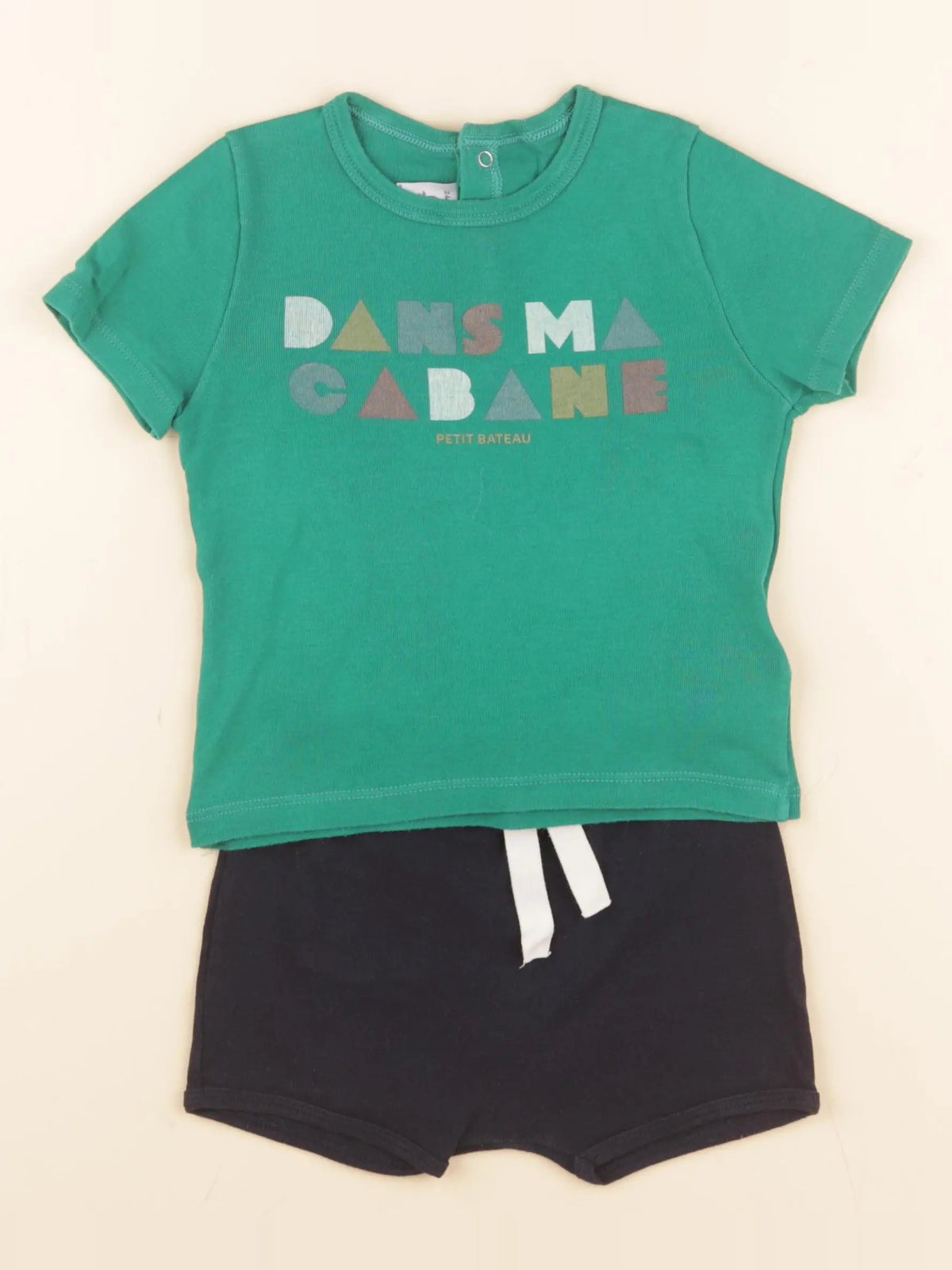 Petit Bateau - ensemble bleu, vert - 24 mois