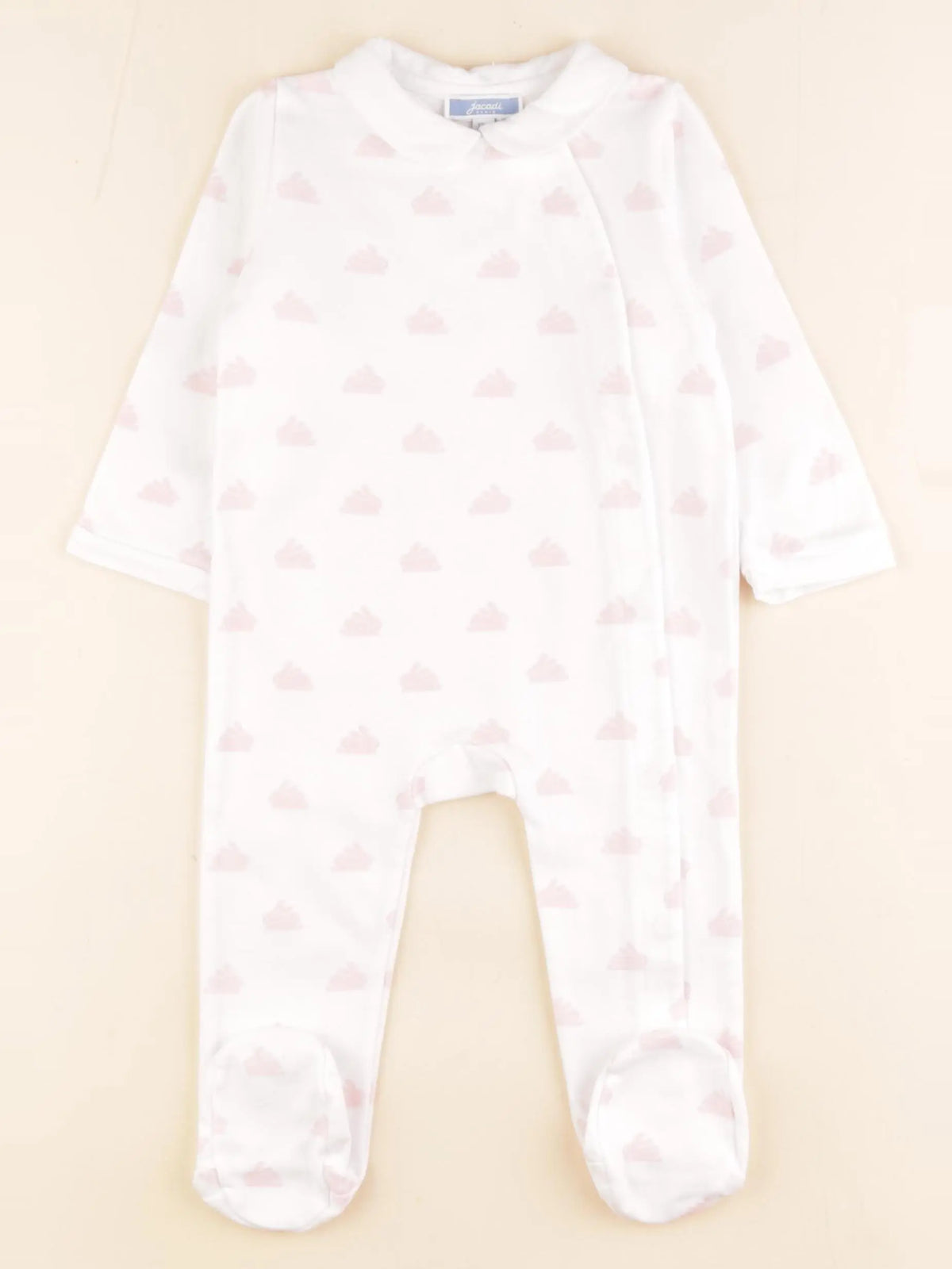 Jacadi - pyjama coton blanc, rose - 12 mois