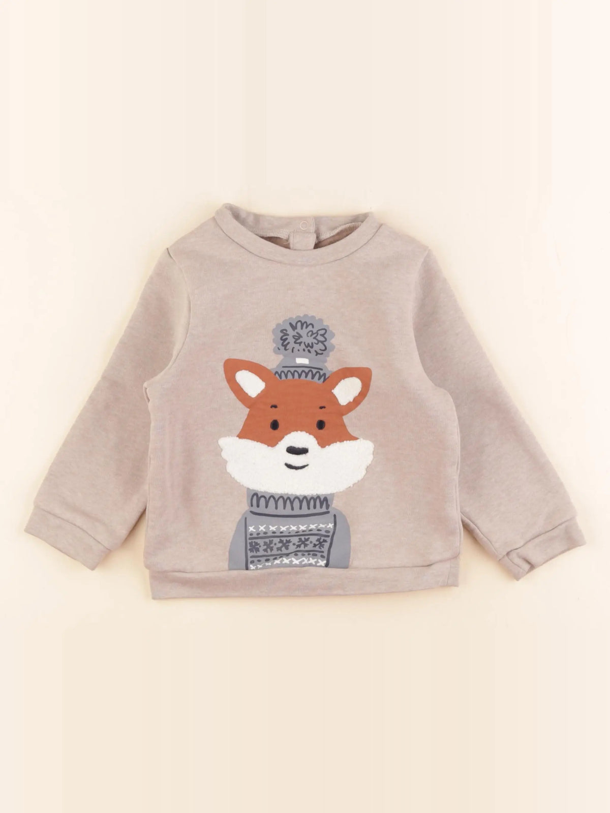 Vertbaudet - sweat beige, marron - 24 mois