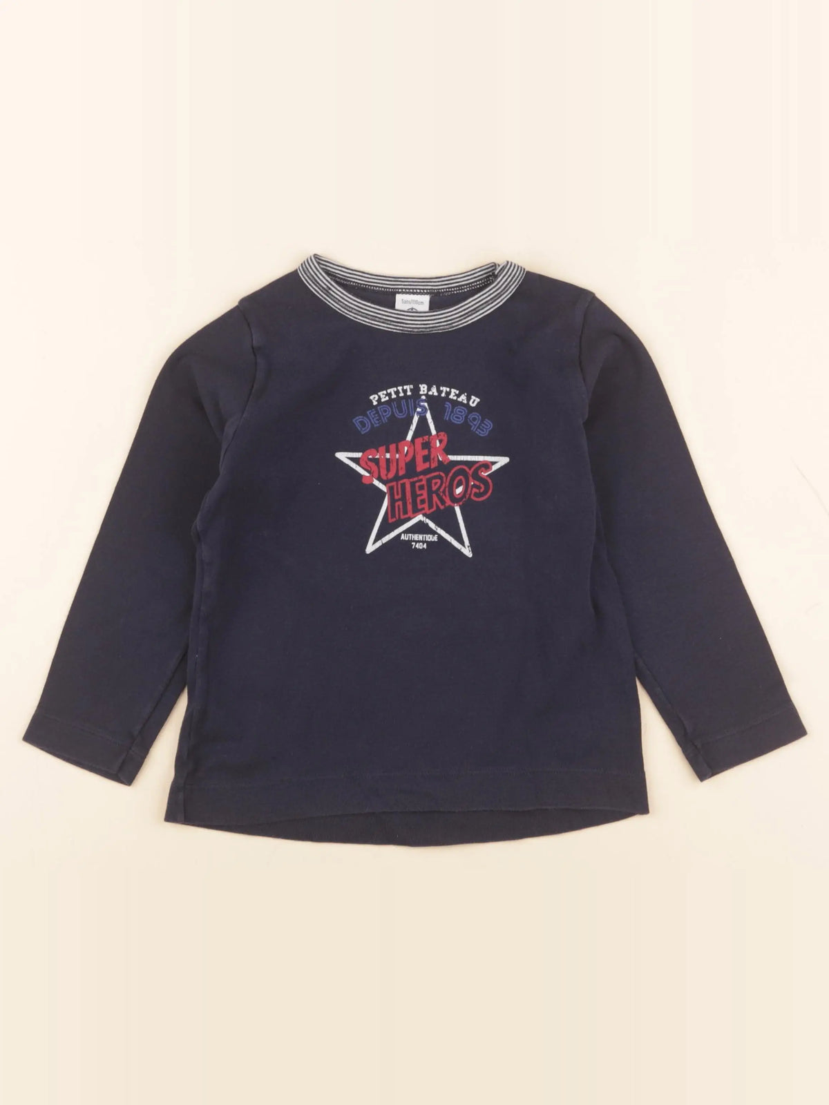 Petit Bateau - tee-shirt bleu - 5 ans