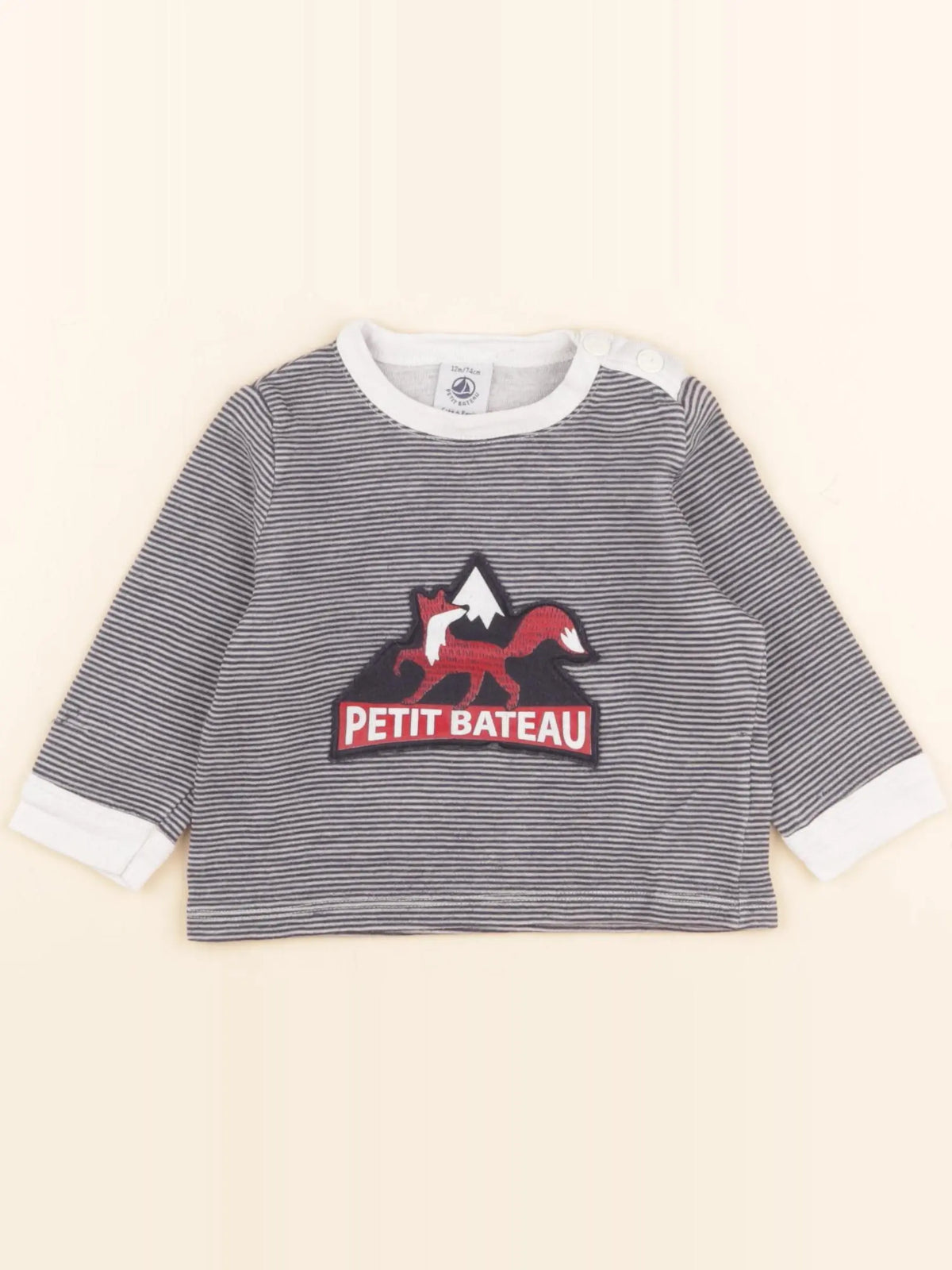 Petit Bateau - tee-shirt bleu - 12 mois