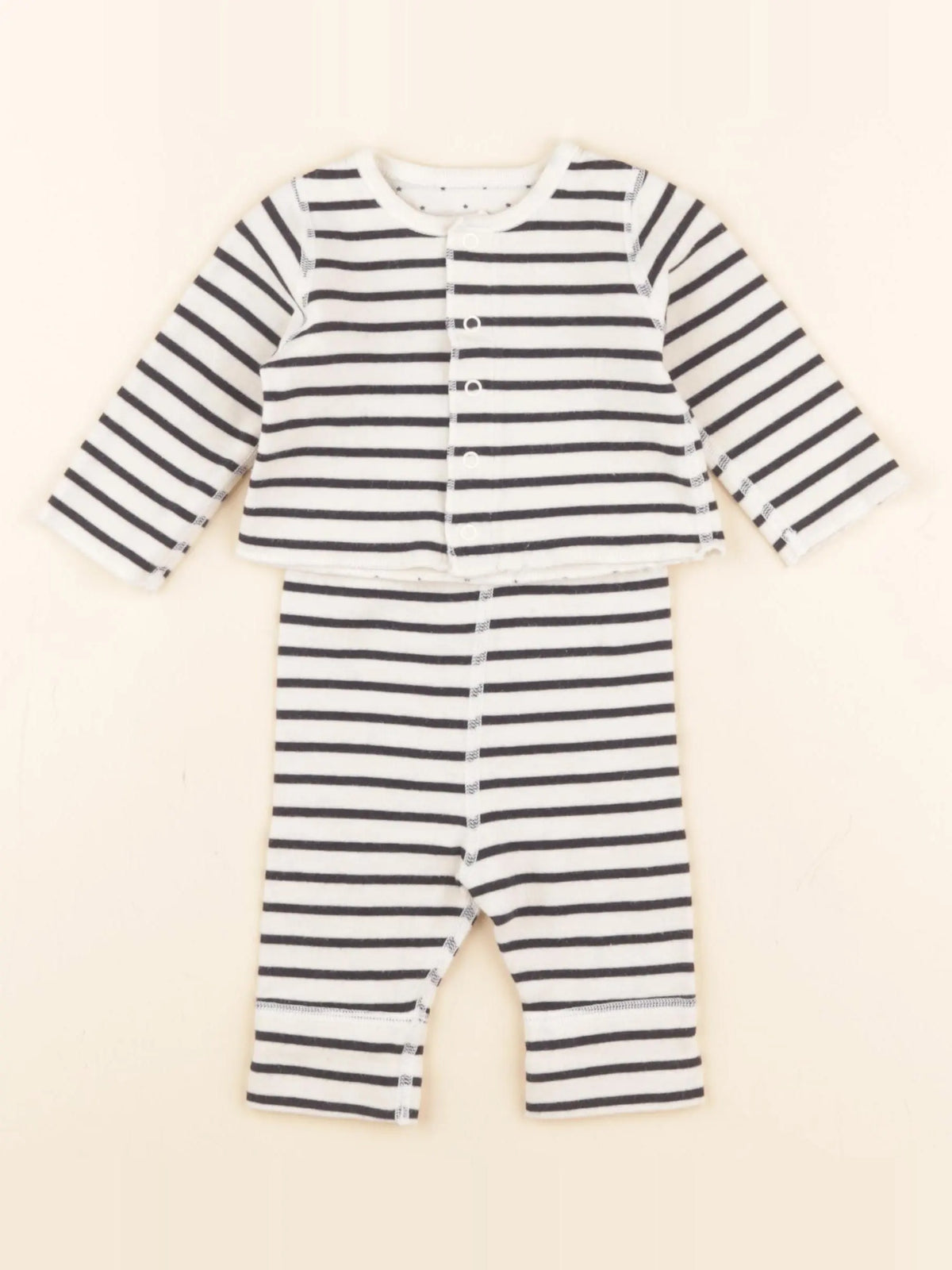 Petit Bateau - ensemble beige, bleu - 1 mois