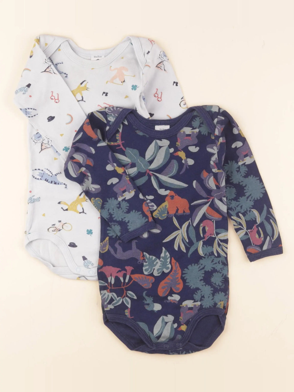 Petit Bateau - lot de 2 bodies en coton multicolore - 18 mois