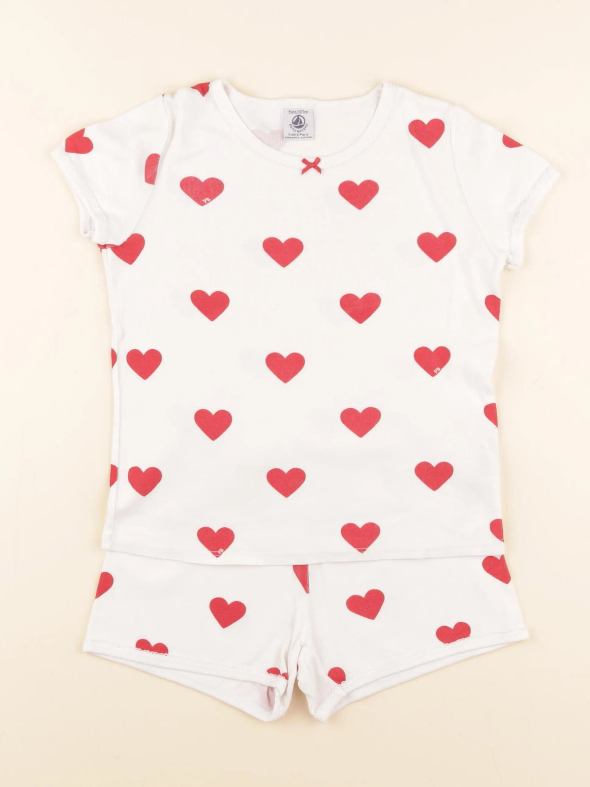 Petit Bateau - pyjama coton blanc, rouge - 5 ans