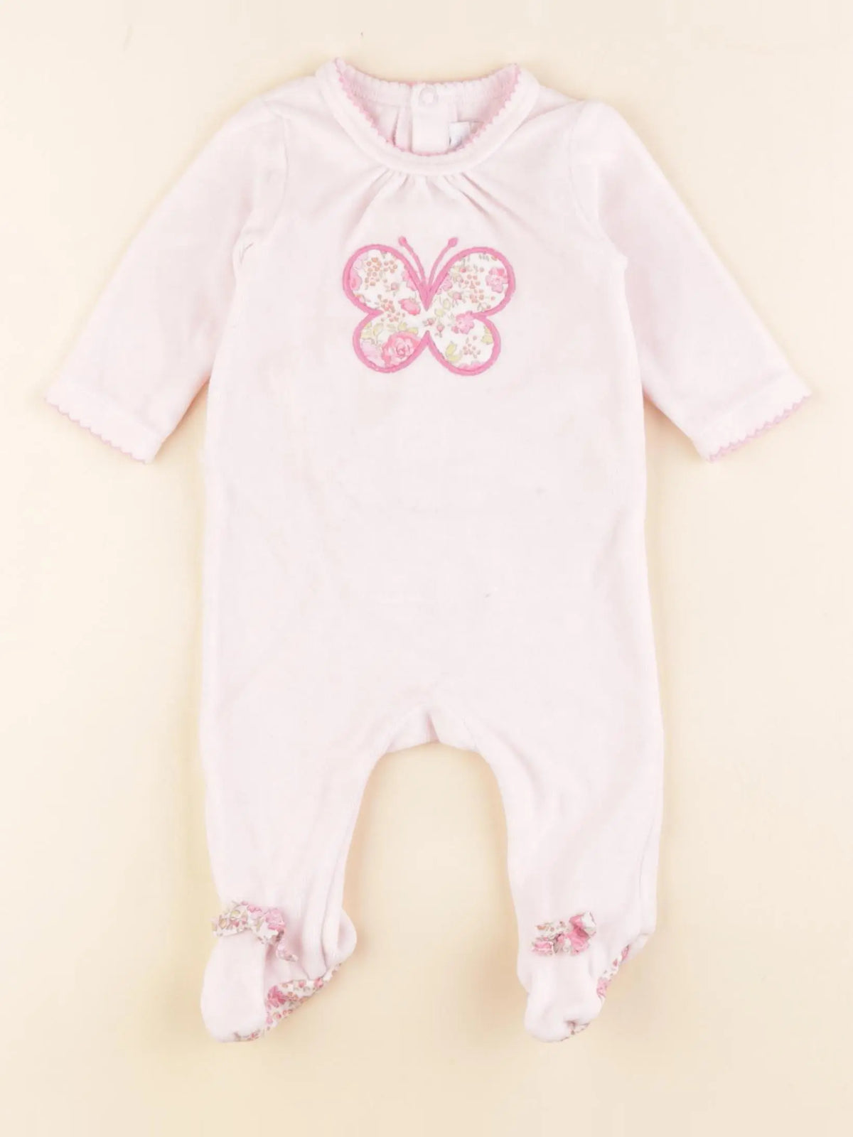 Jacadi - pyjama velours rose - 1 mois