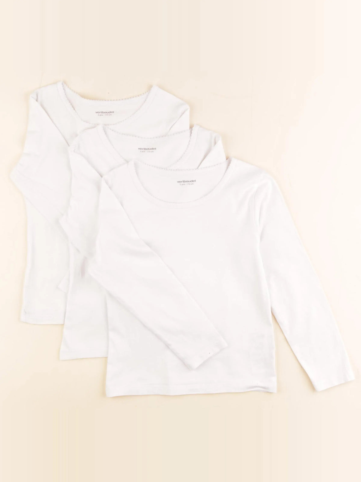 Vertbaudet - lot de 3 maillots de corps blanc - 5 ans