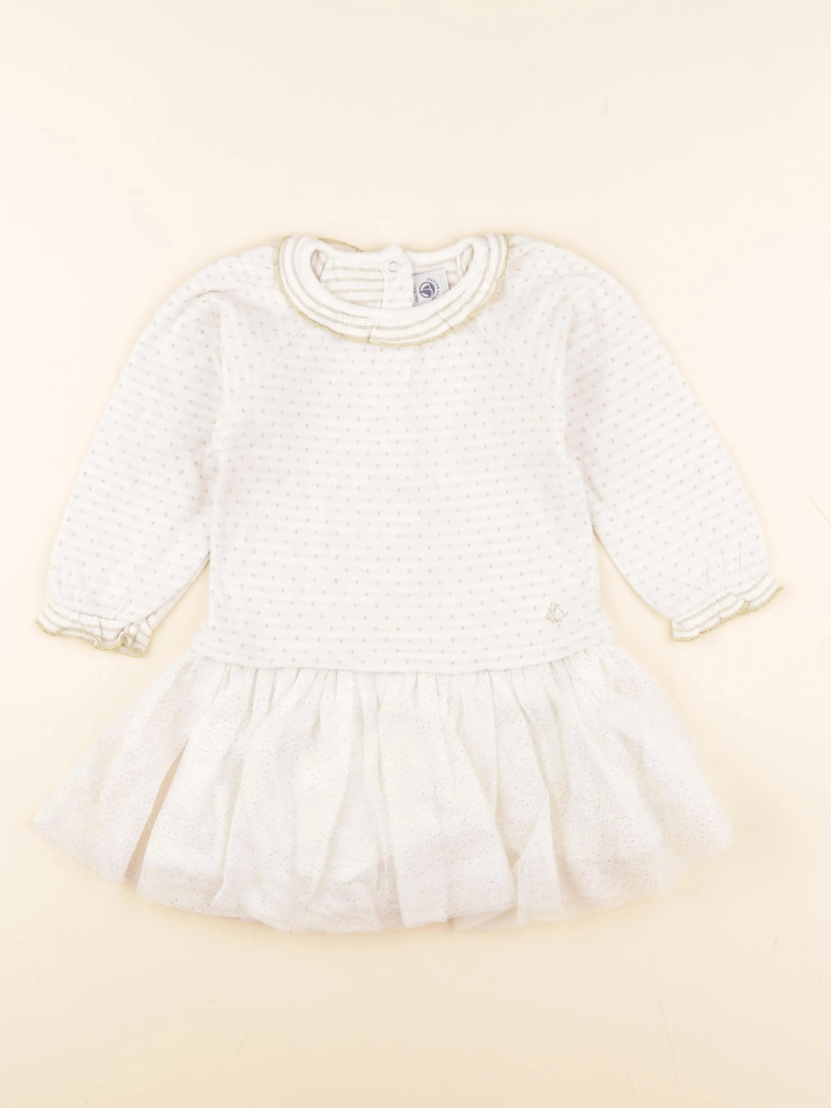 Petit Bateau - robe blanc, or - 18 mois