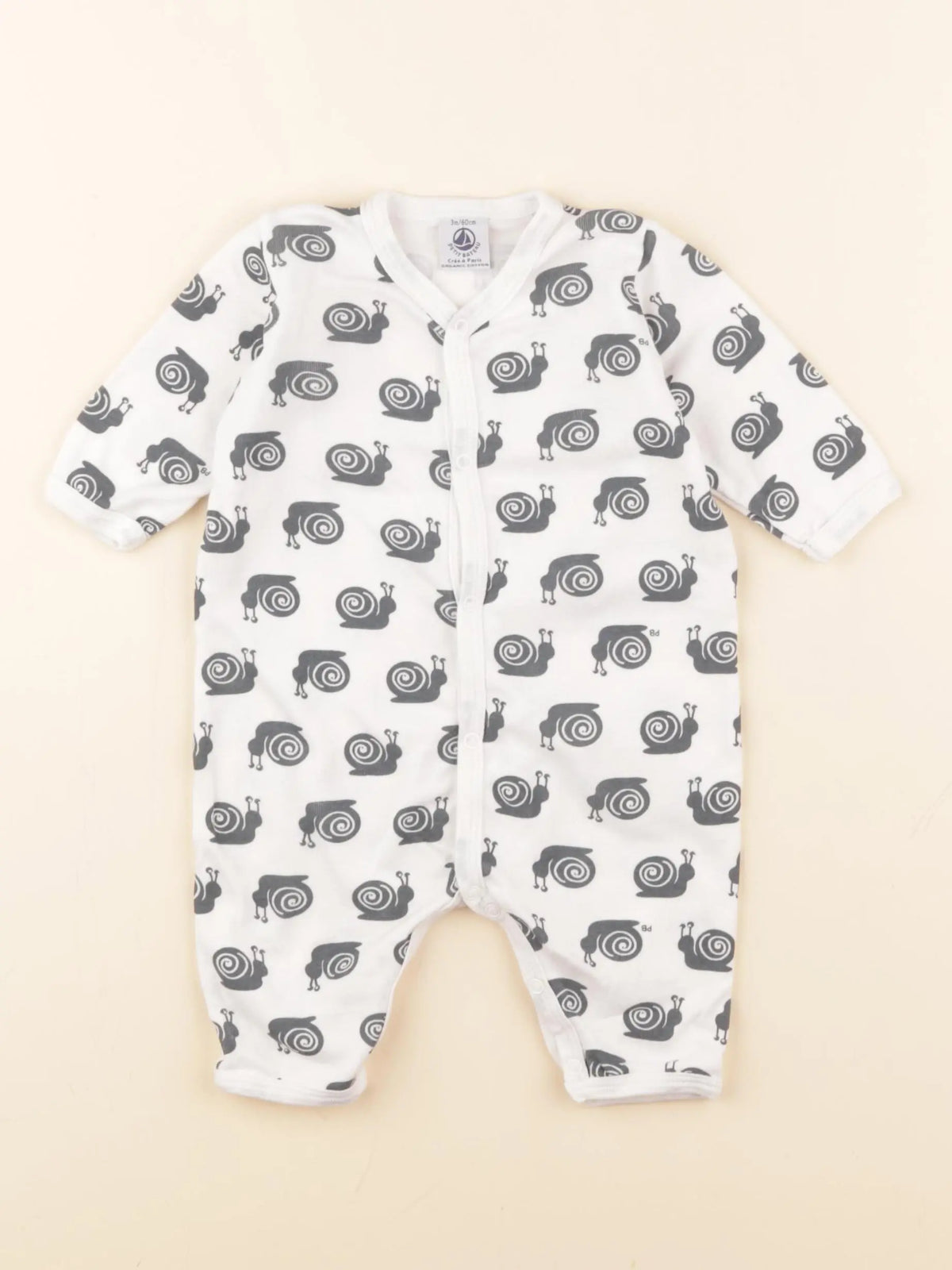 Petit Bateau - pyjama coton blanc - 3 mois