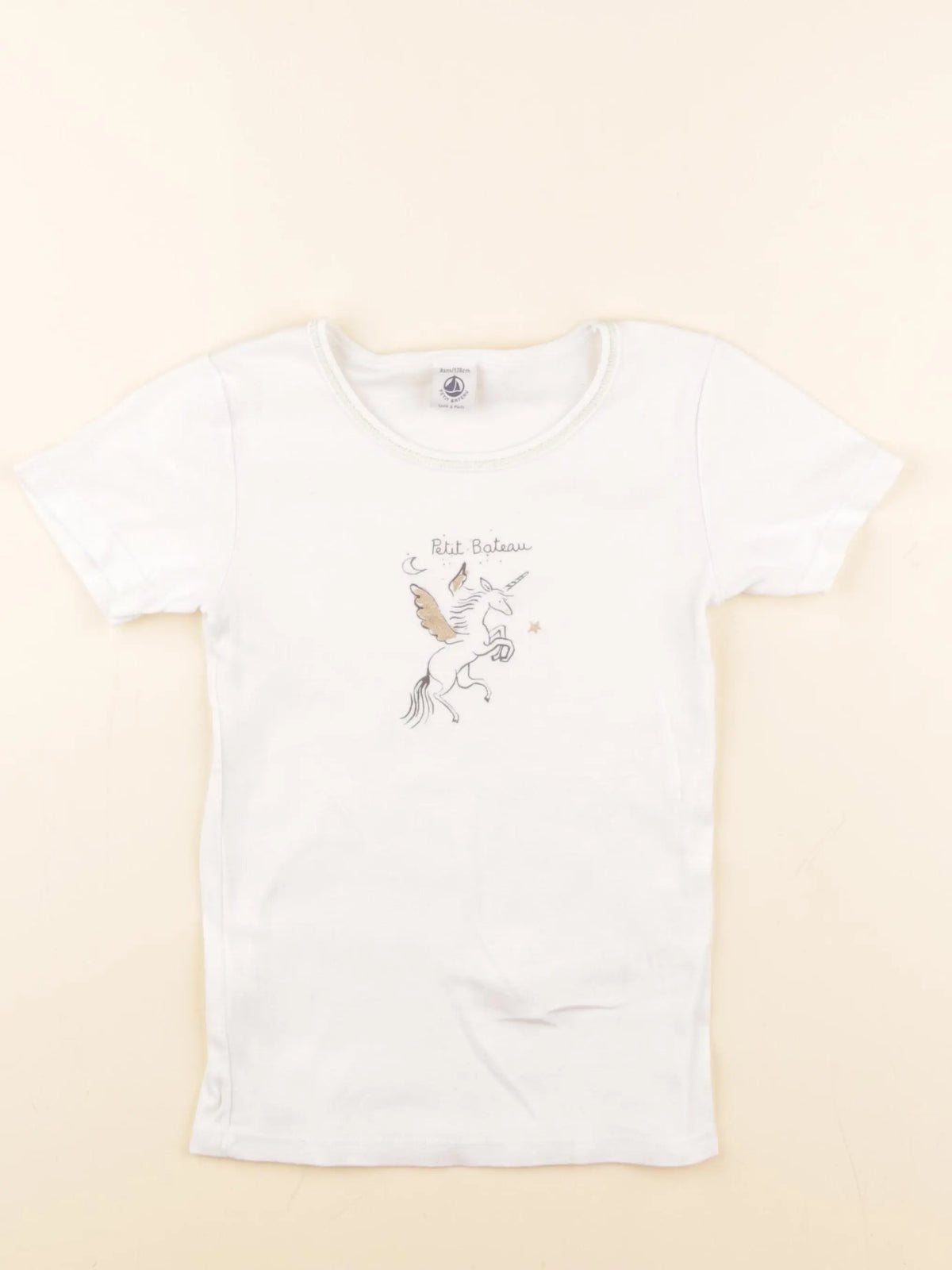 Petit Bateau - tee-shirt blanc, or - 8 ans