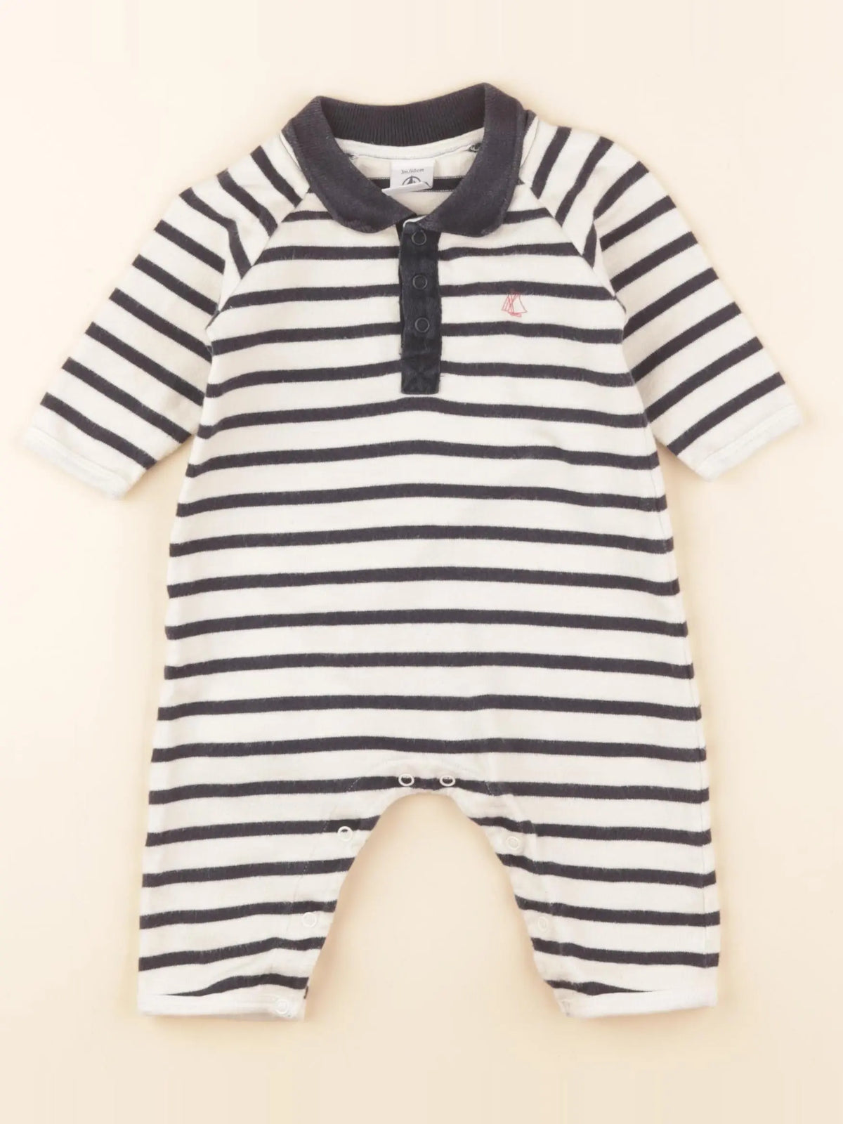 Petit Bateau - combinaison blanc, bleu - 3 mois