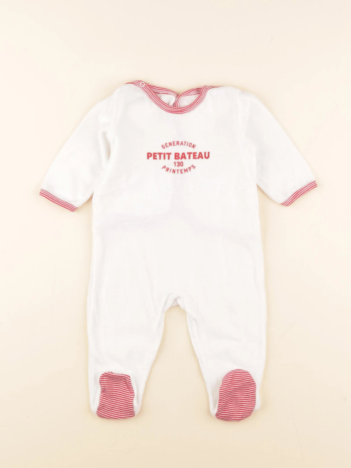 Petit Bateau - pyjama velours blanc - 6 mois