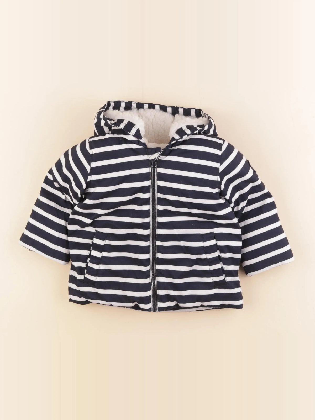 Petit Bateau - veste doublé bleu - 12 mois