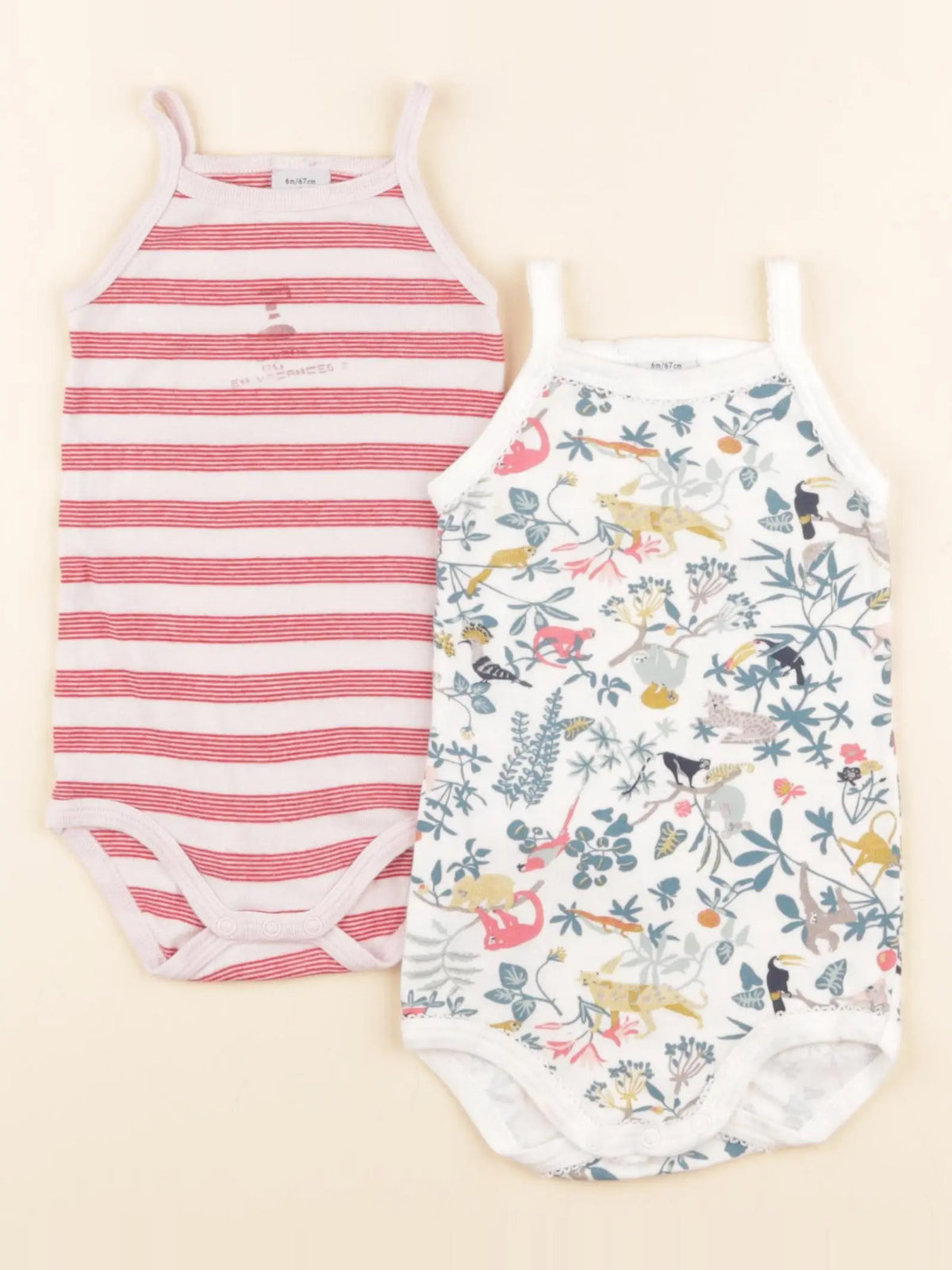 Petit Bateau - lot de 2 bodies en coton multicolore - 6 mois