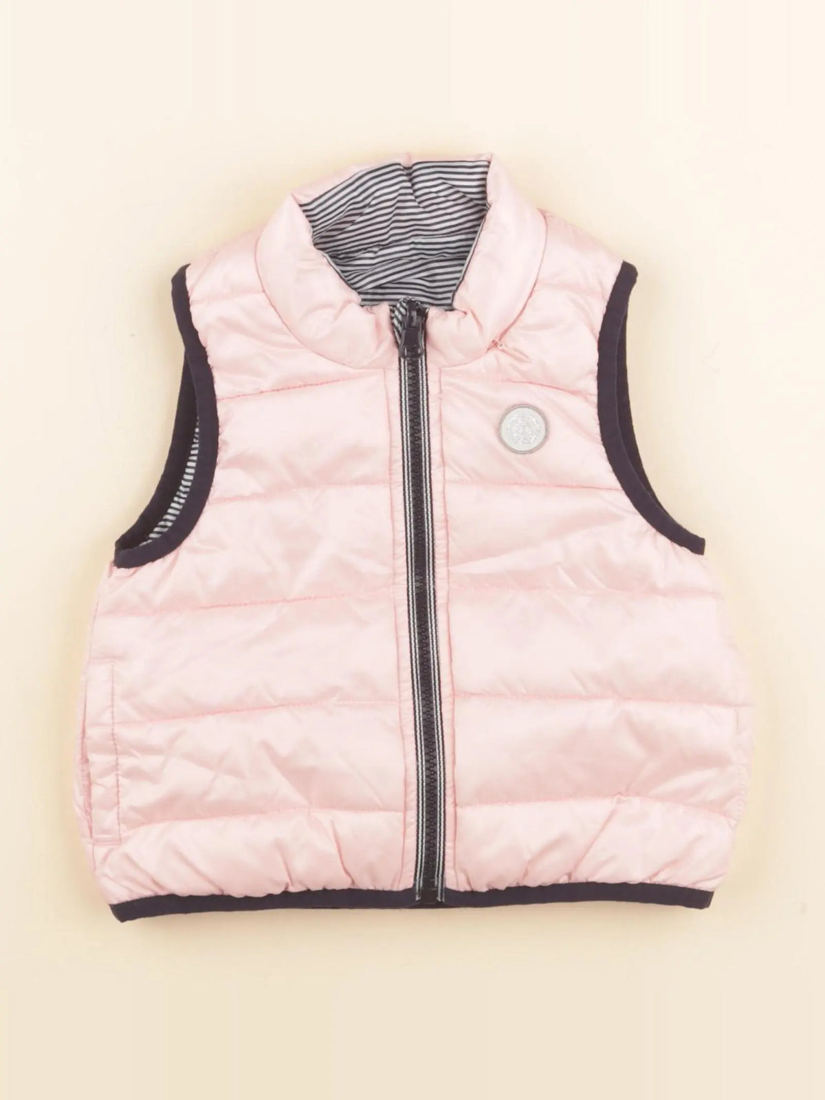 Petit Bateau - doudoune réversible bleu, rose - 6 mois