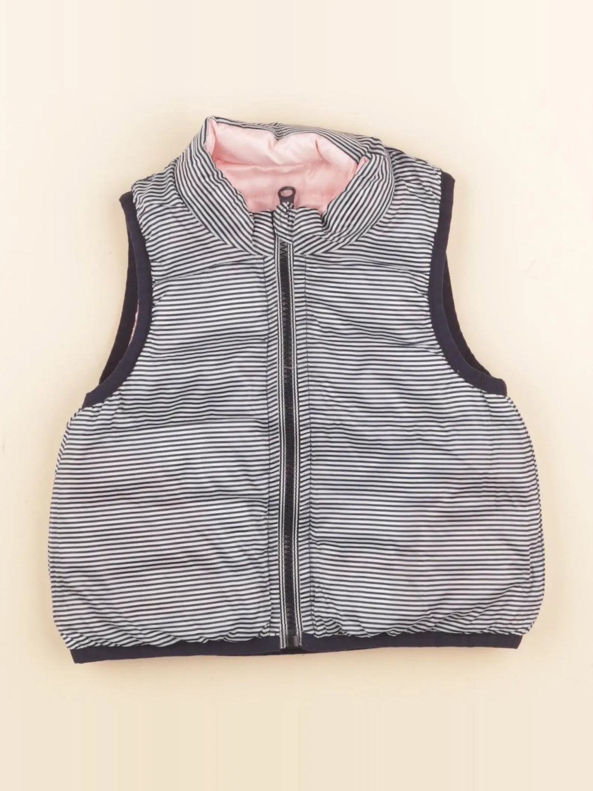 Petit Bateau - doudoune réversible bleu, rose - 6 mois