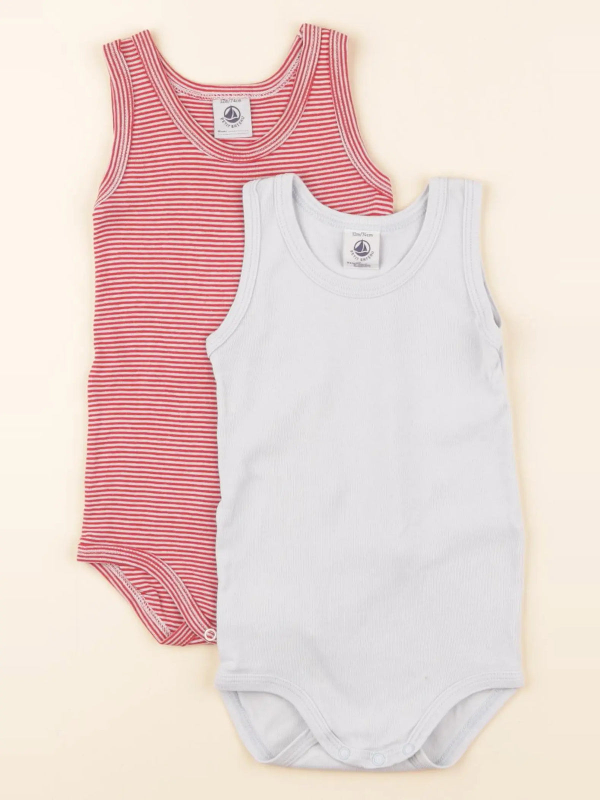 Petit Bateau - body bleu, rouge - 12 mois