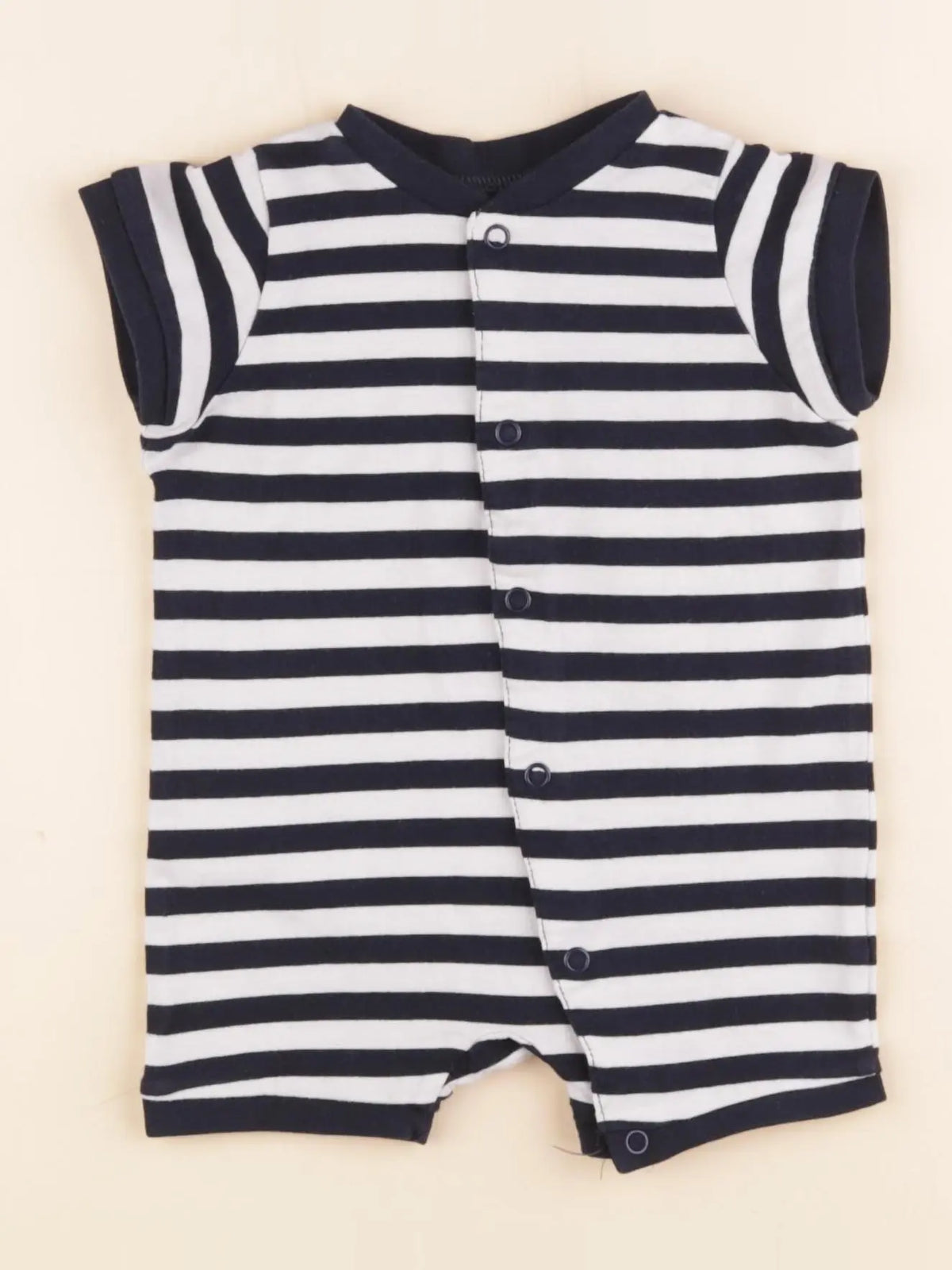 H&M - pyjama coton blanc, bleu - 1/2 mois