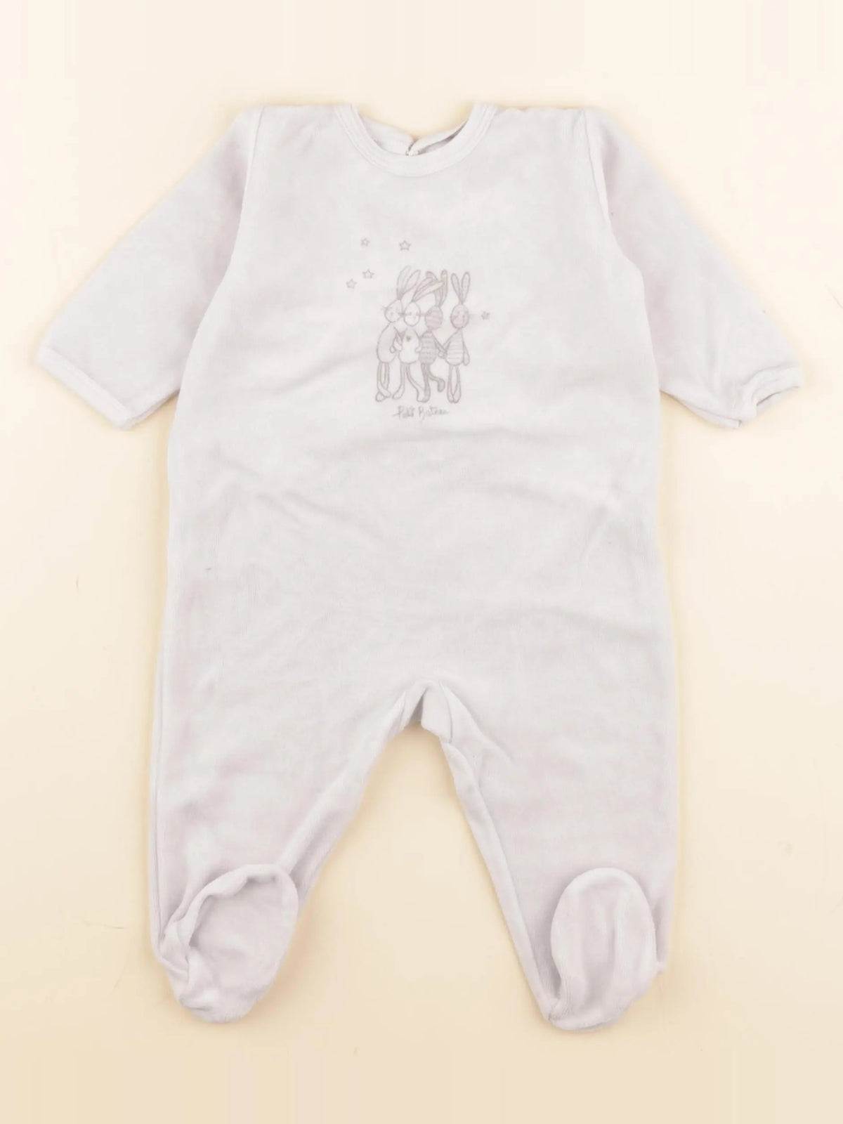 Petit Bateau - pyjama velours gris - 6 mois